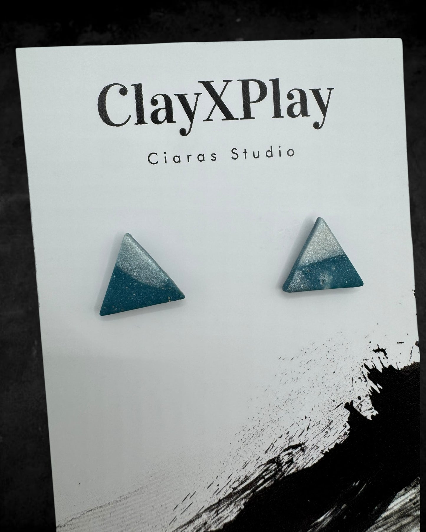 Blue & White Polymer Clay Stud Earrings Handmade