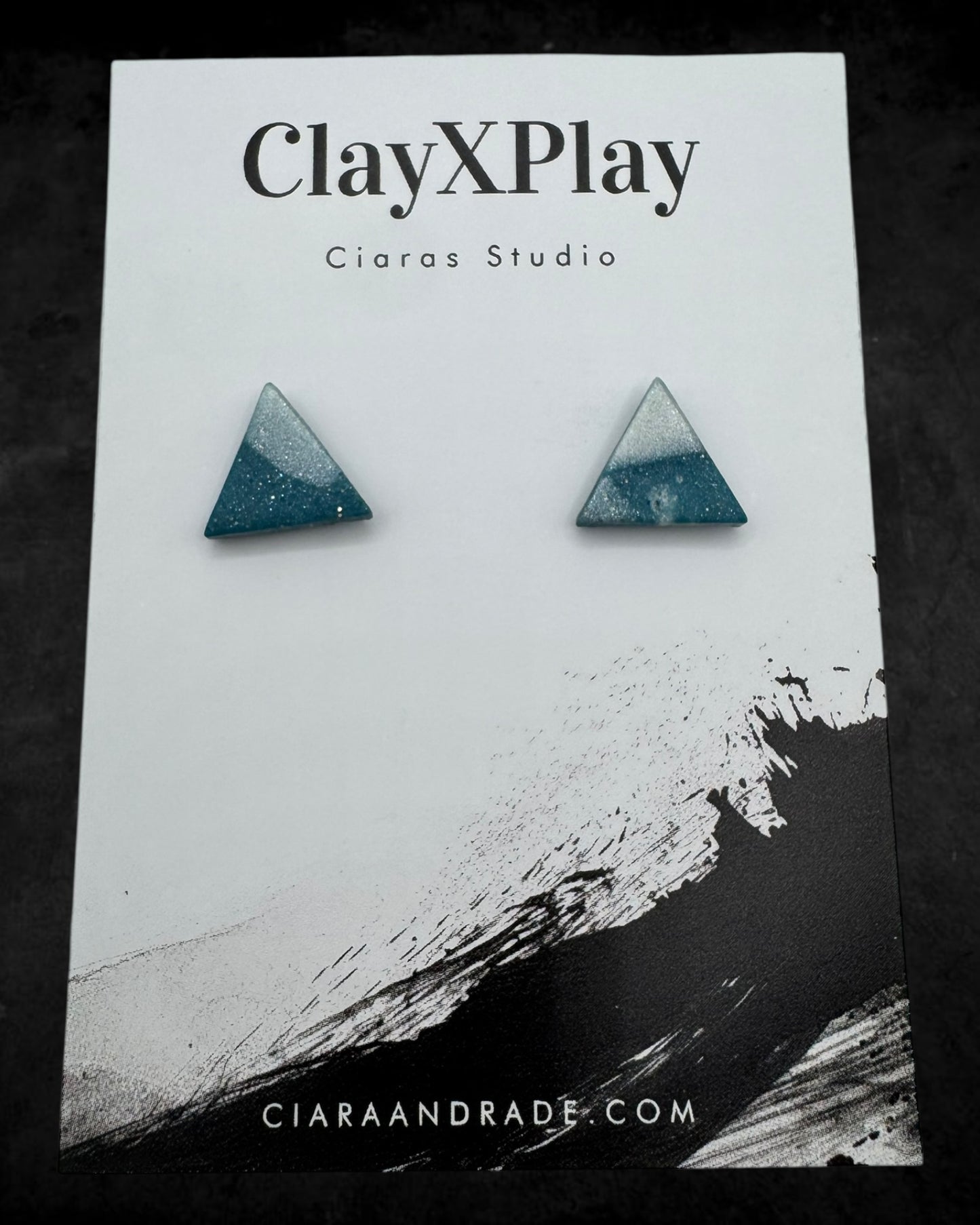 Blue & White Polymer Clay Stud Earrings Handmade