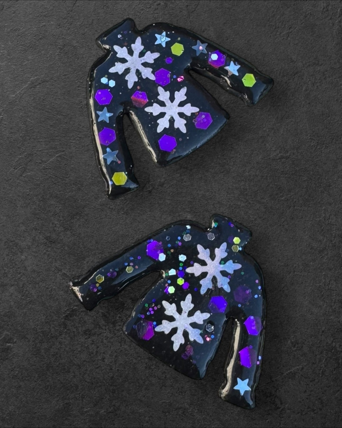 Ugly Sweater Black Polymer Clay  Magnet  Handmade Decor