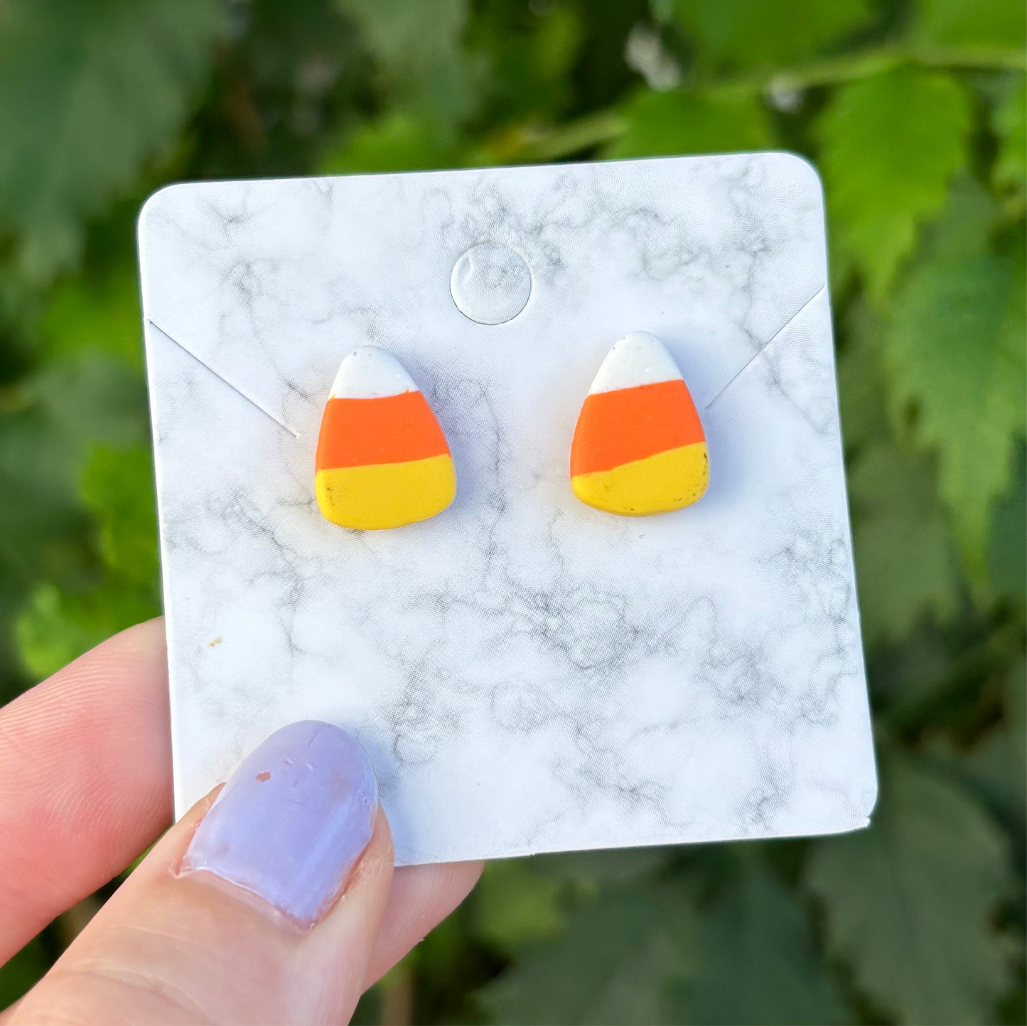 Candy Corn  Halloween Small Polymer Clay Stud Earrings Handmade