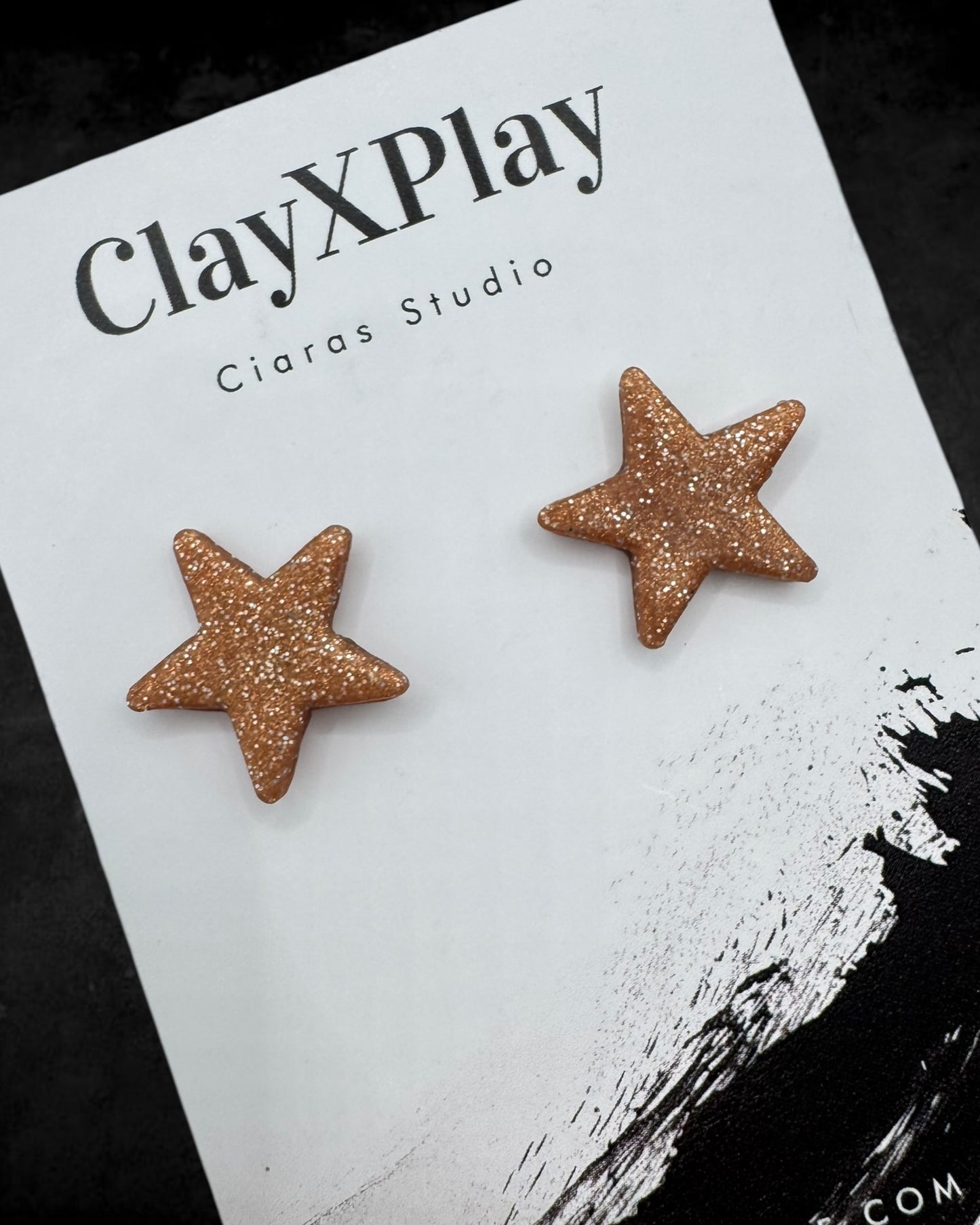 Rose Gold Small Star Polymer Clay Stud Earrings Handmade