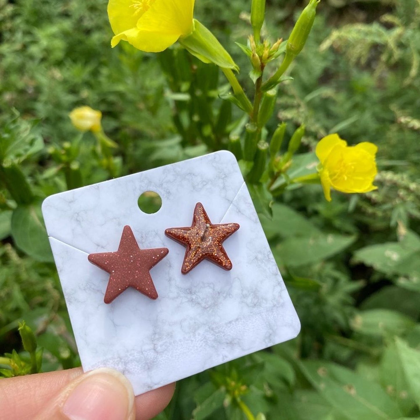 Maroon Small Star Polymer Clay Stud Earrings Handmade