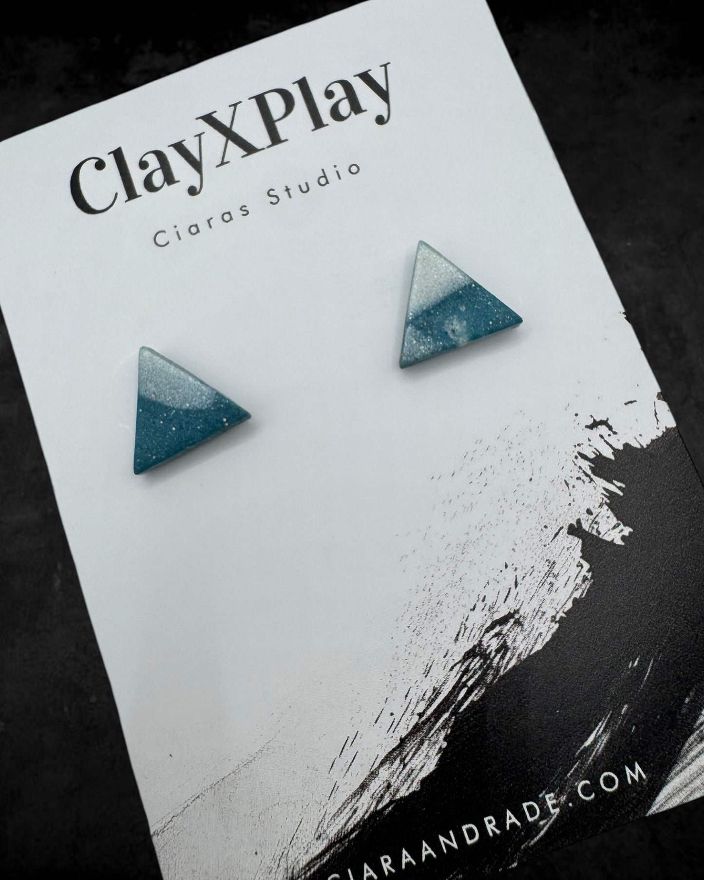 Blue & White Polymer Clay Stud Earrings Handmade