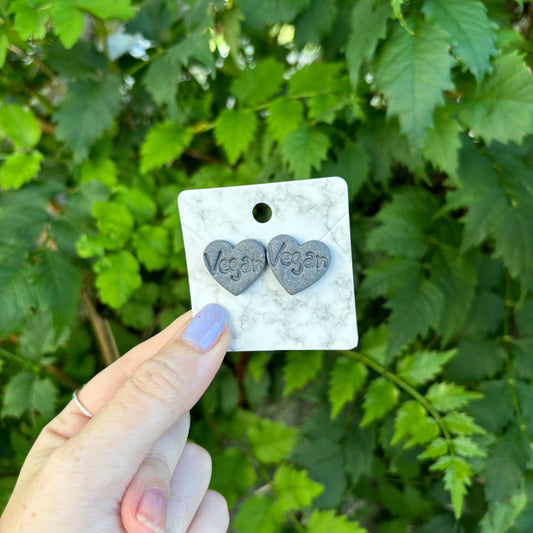 Vegan Gray Heart Stud Earrings