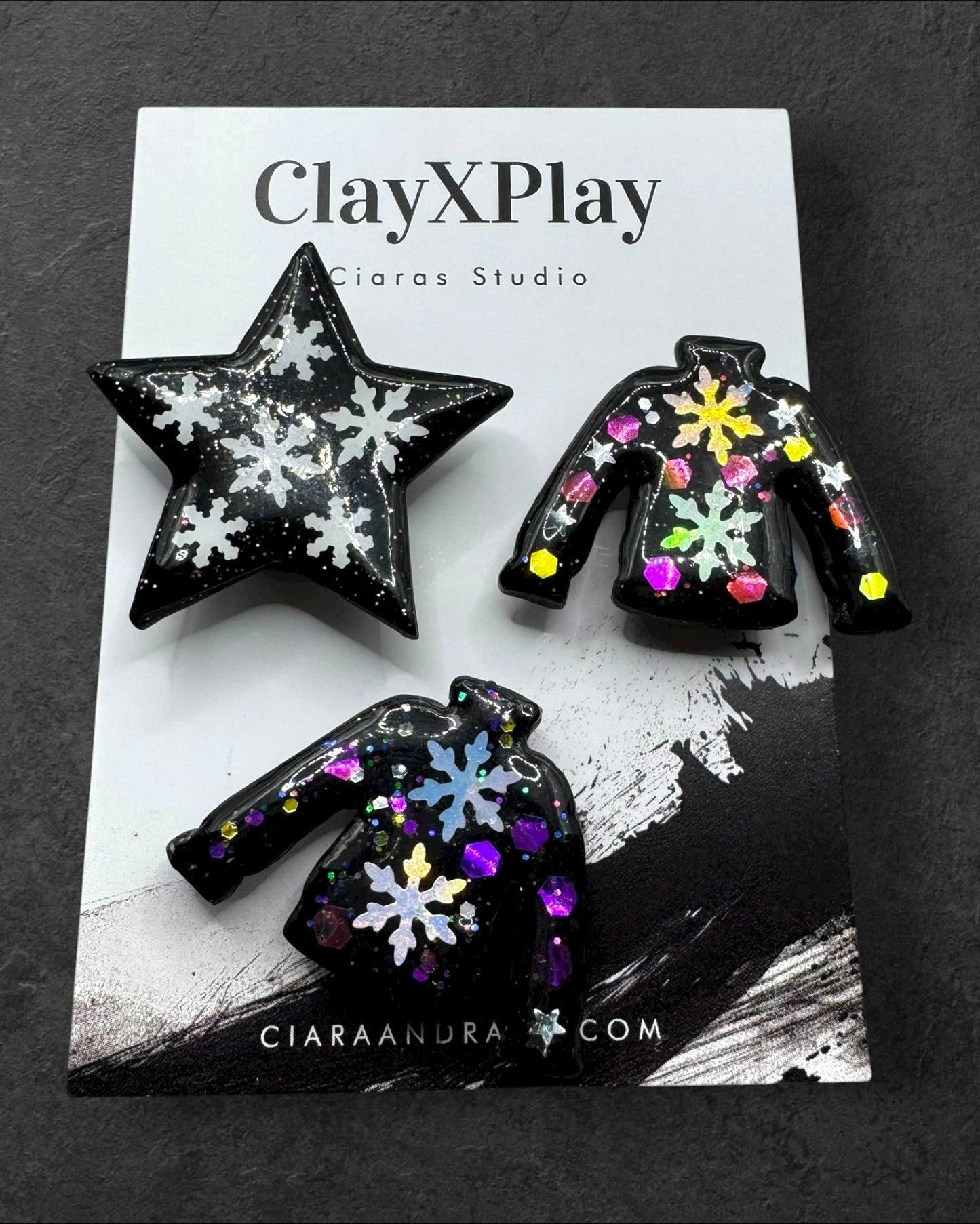 Ugly Sweater Black Polymer Clay  Magnet  Handmade Decor