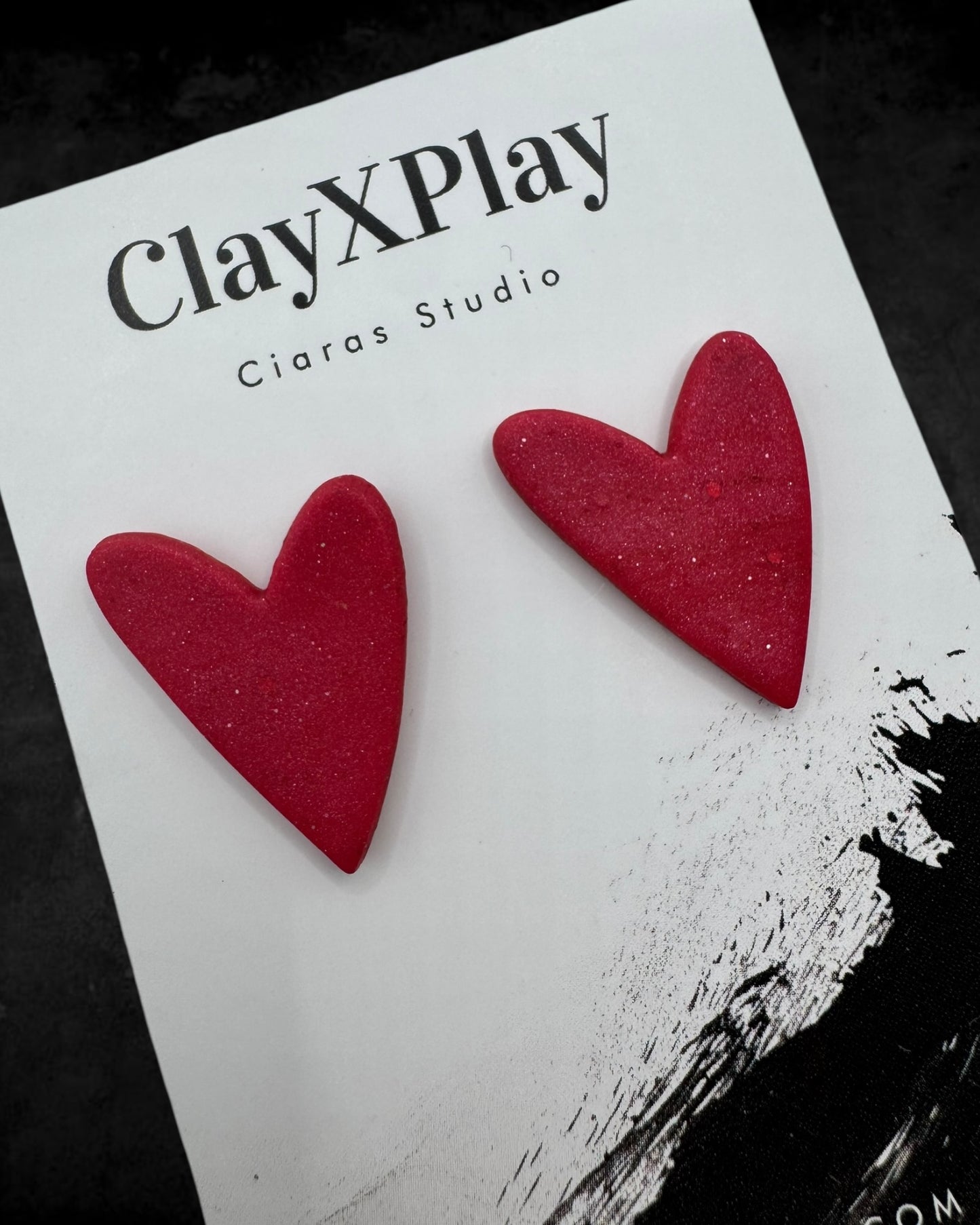 Red Heart Handmade Polymer Clay Stud Earrings