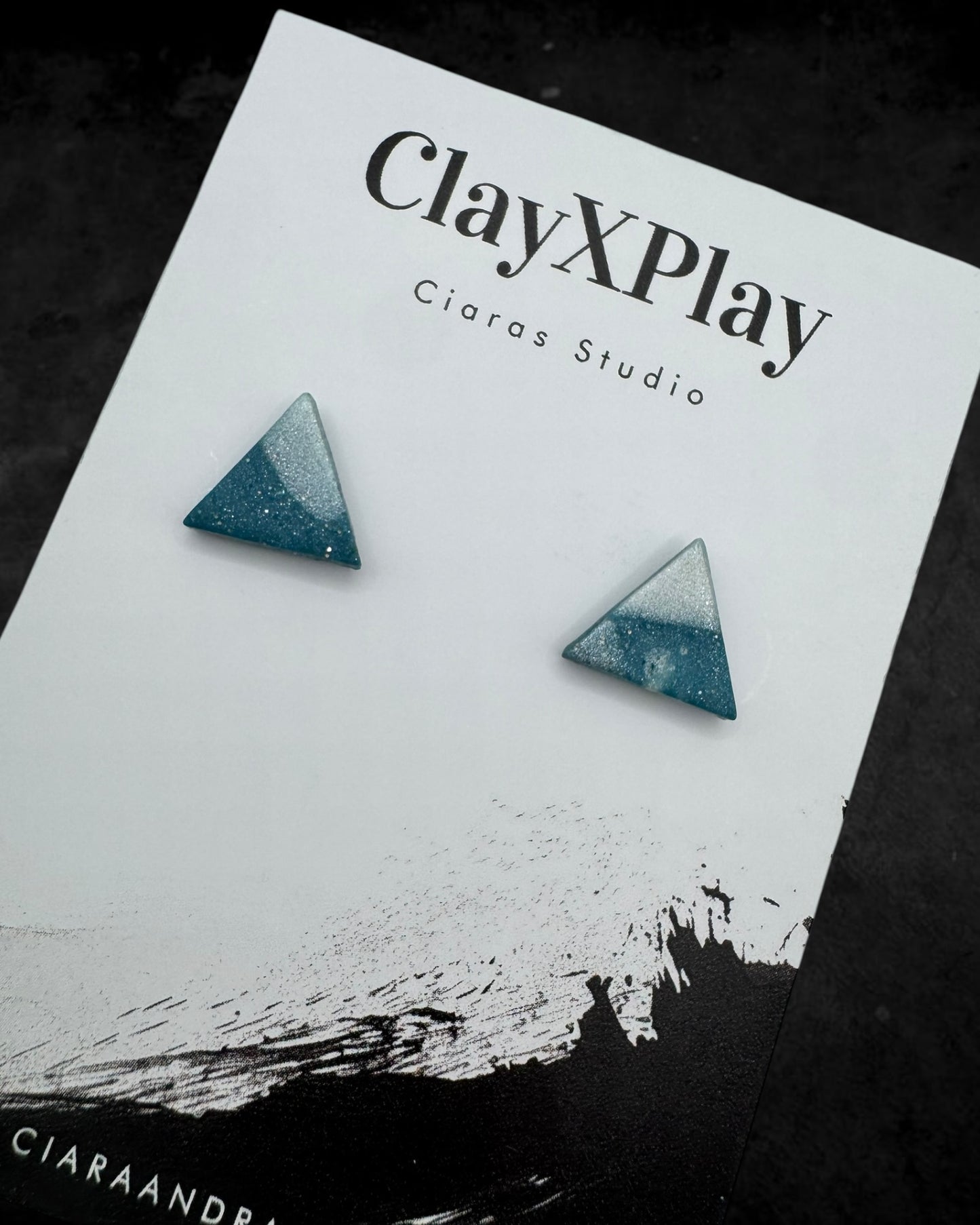 Blue & White Polymer Clay Stud Earrings Handmade