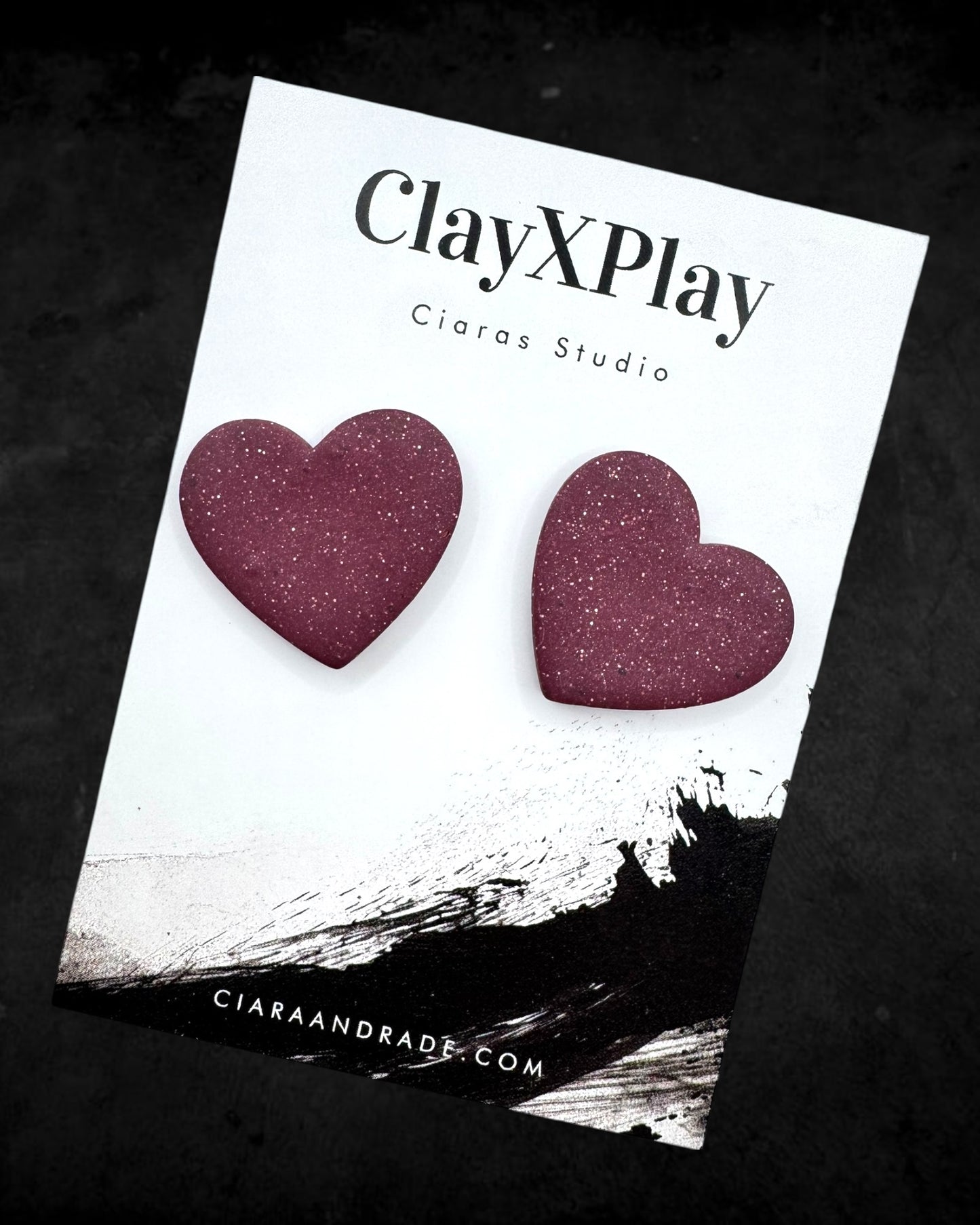 Red Polymer Clay Heart Stud Earrings XL Handmade