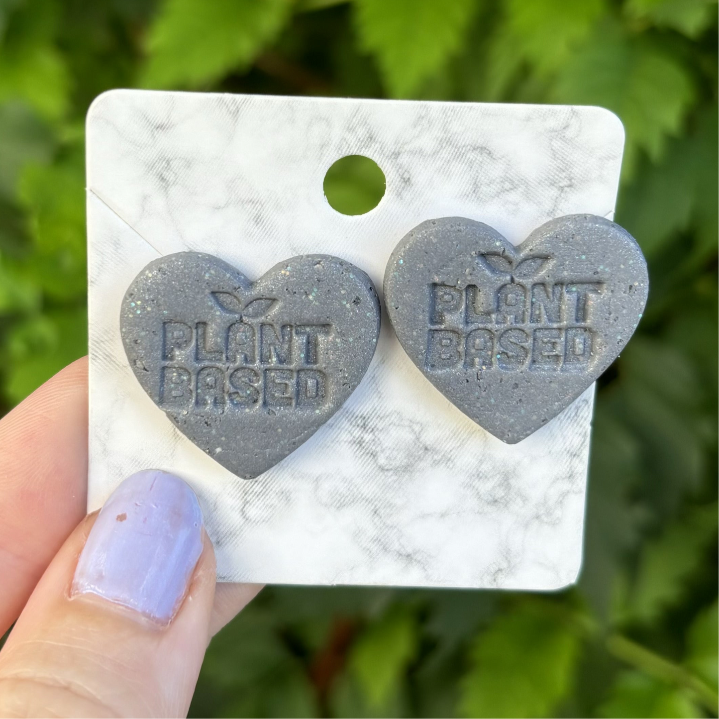 Plant Based Polymer Clay XL Heart Stud Earrings Handmade