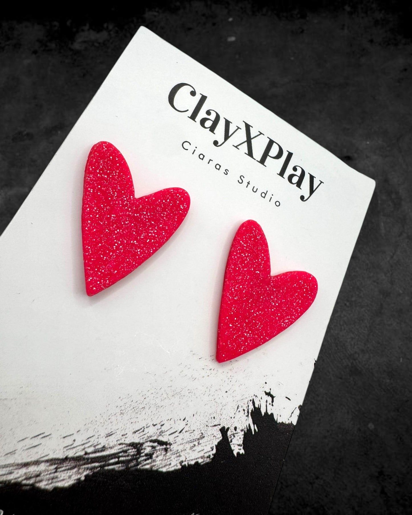 Barbie Pink Heart Handmade Polymer Clay Stud Earrings