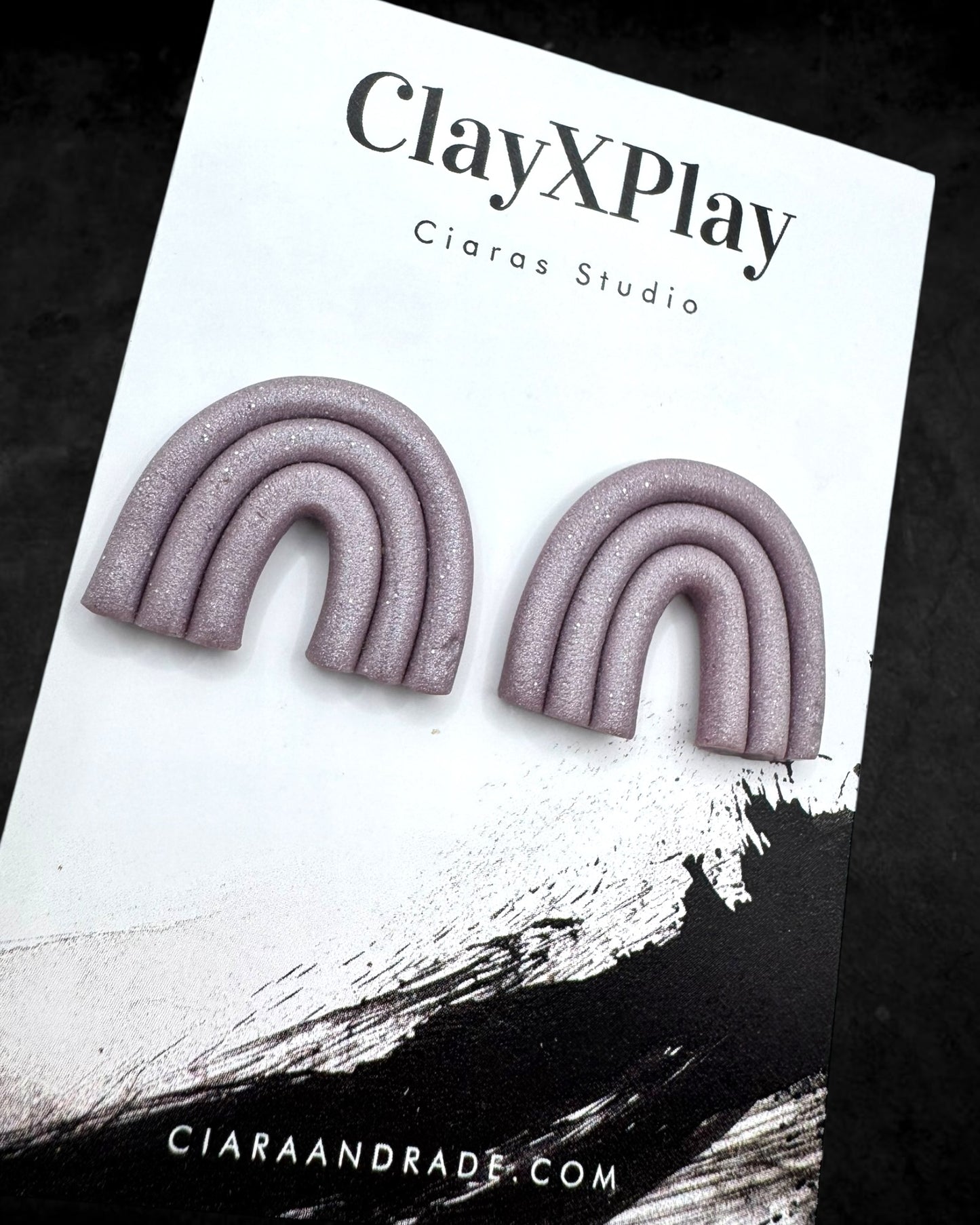 Purple Rainbow Polymer Clay Large Stud Earrings Handmade