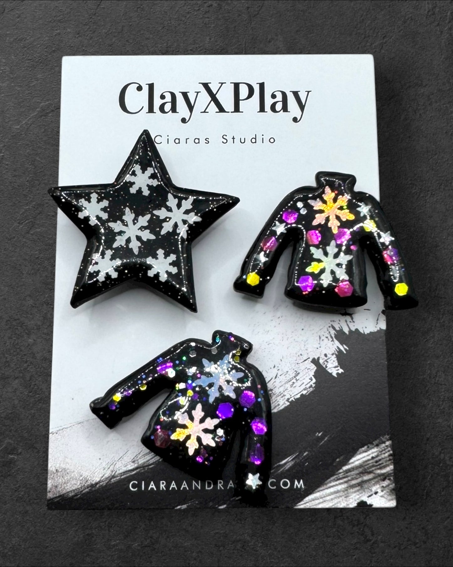 Ugly Sweater Black Polymer Clay  Magnet  Handmade Decor