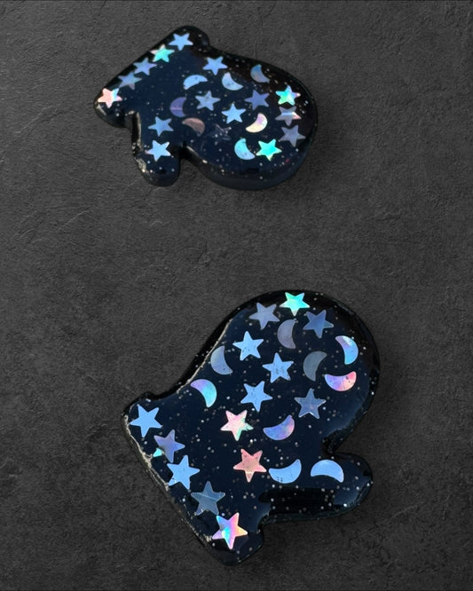 Stary Night Mittens Black Polymer Clay Glove Magnet – Handmade Decor
