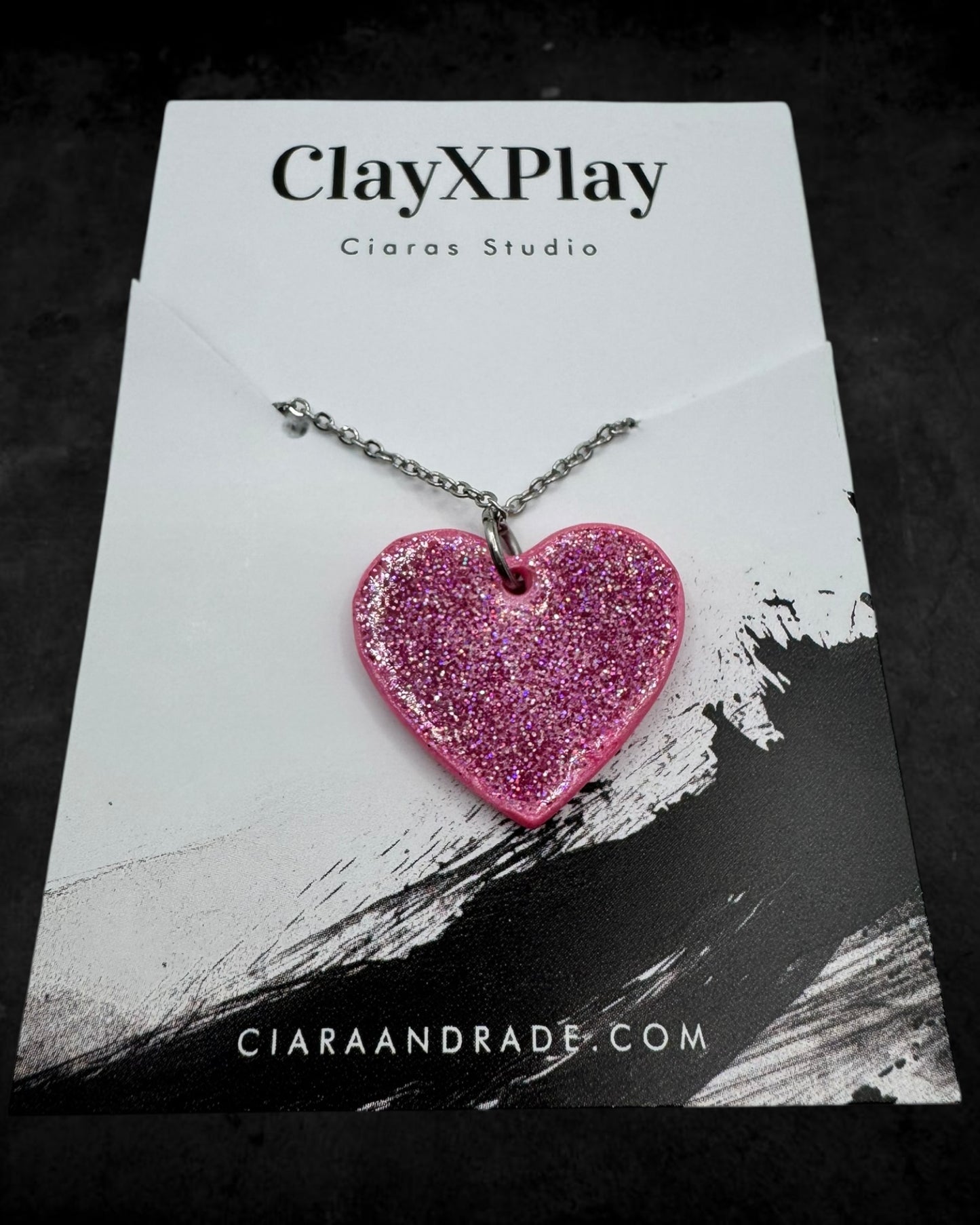 Money Magic Medium Pink Polymer Clay Pendant on Stainless Steel Necklace Handmade