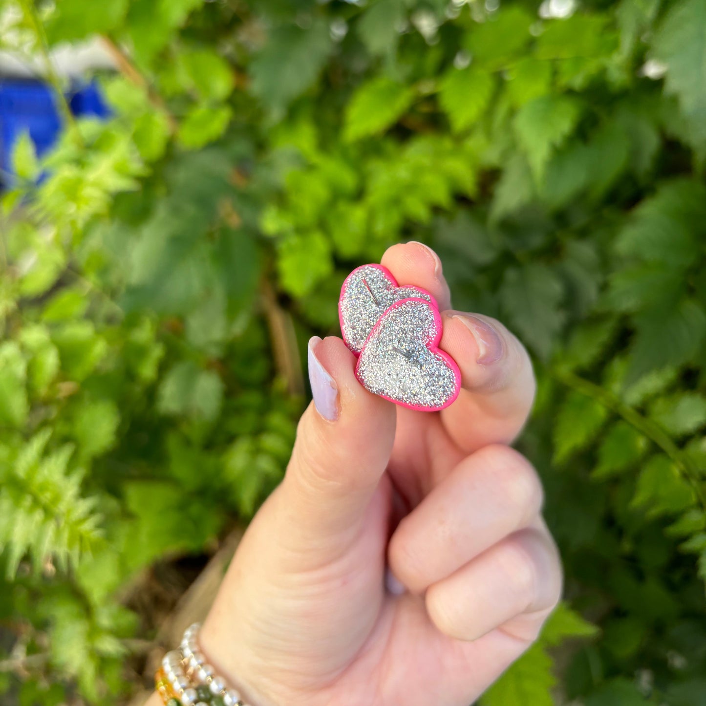 Vegan Pink Heart Stud Earrings