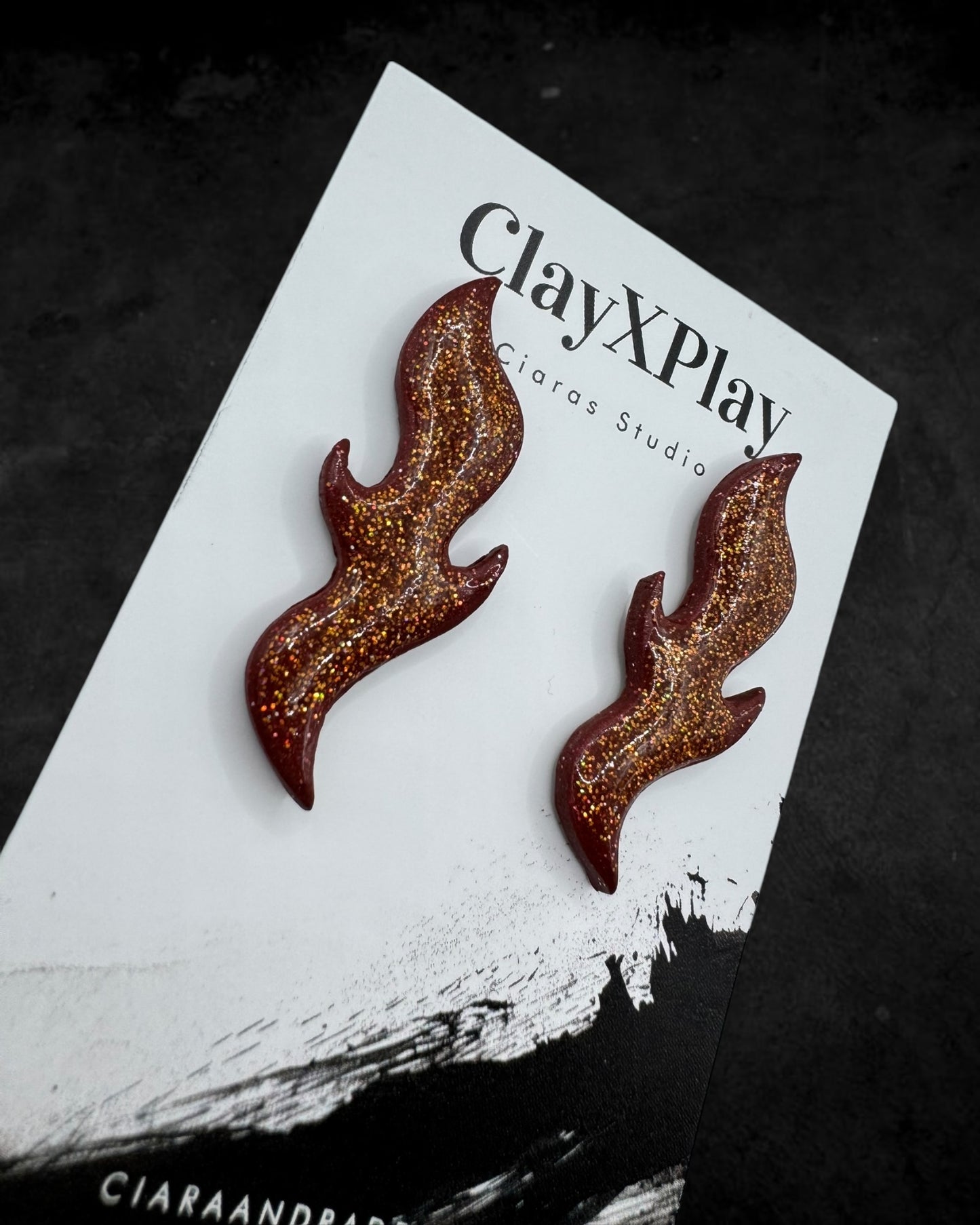 Red Flame Handmade Polymer Clay Studs