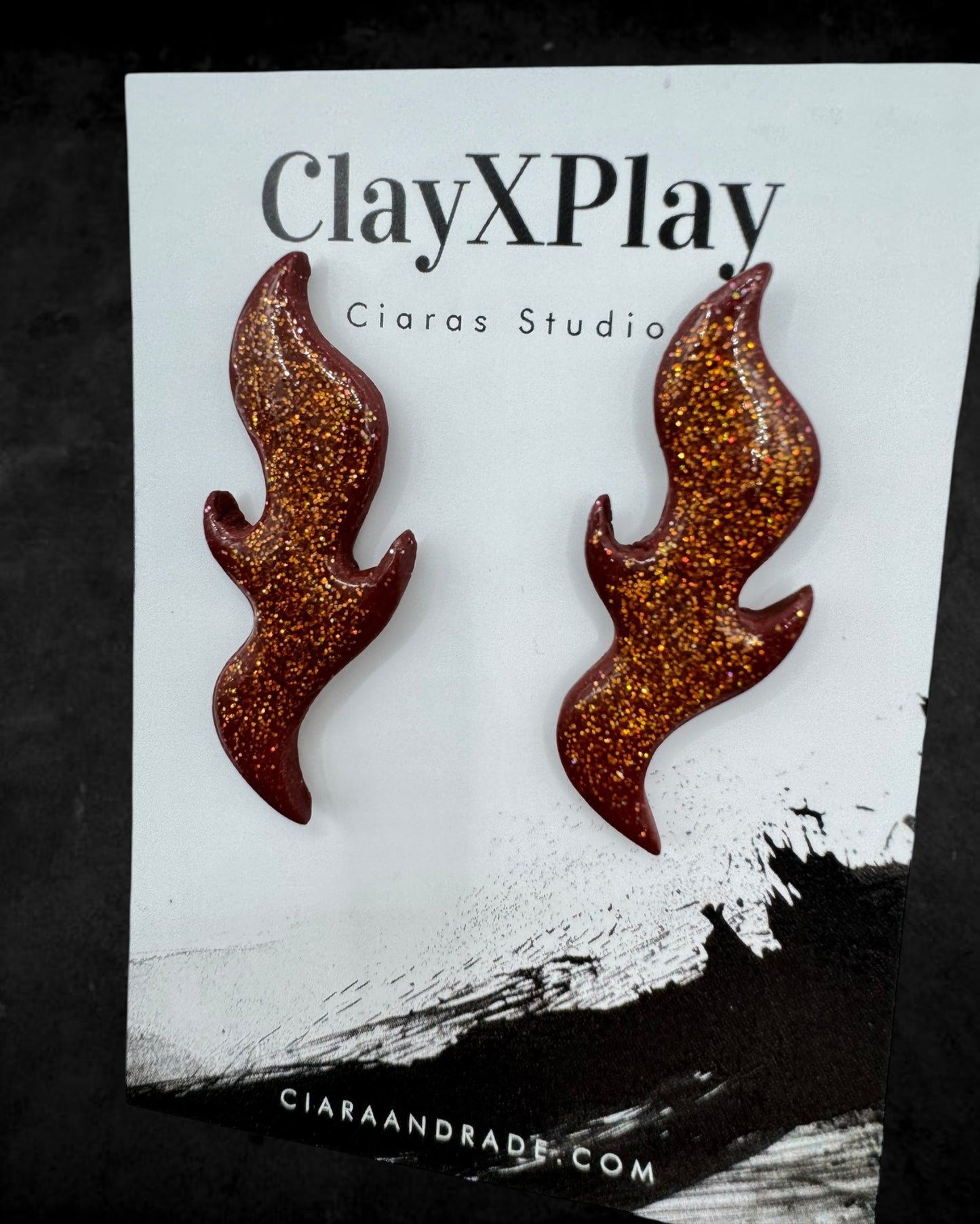 Red Flame Handmade Polymer Clay Studs