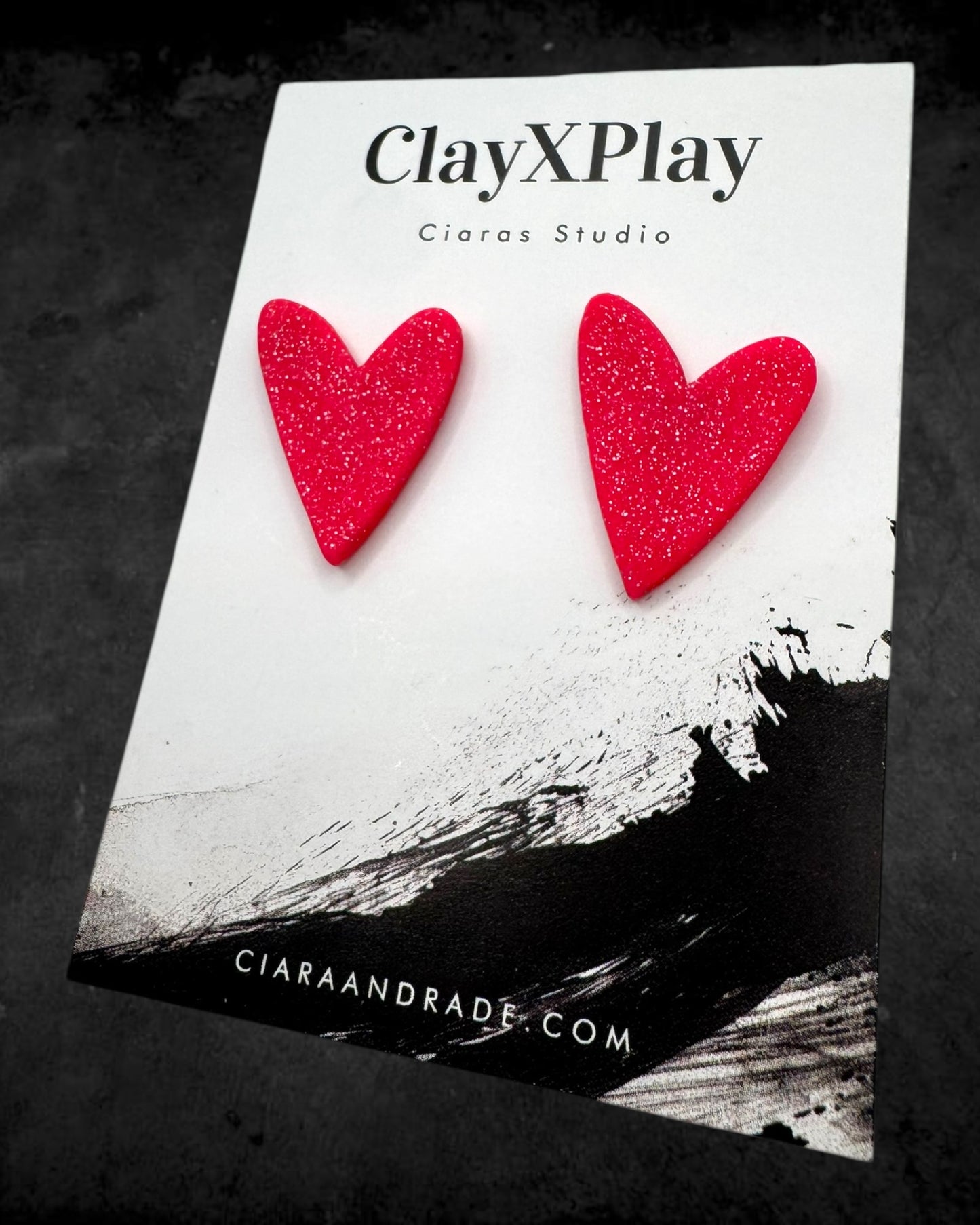 Barbie Pink Heart Handmade Polymer Clay Stud Earrings