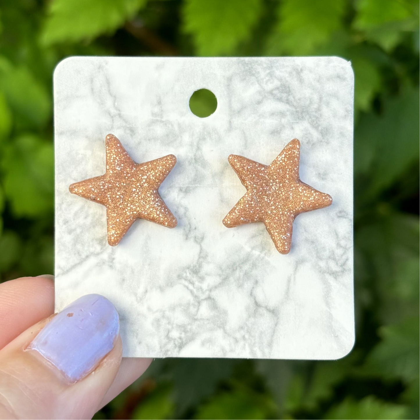 Rose Gold Small Star Polymer Clay Stud Earrings Handmade