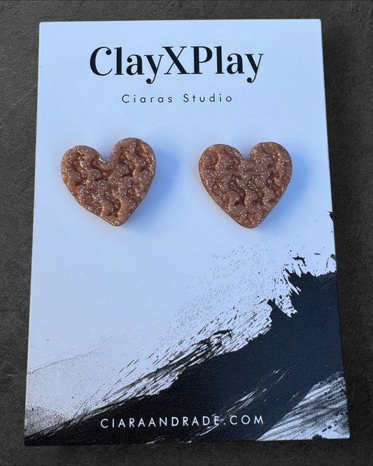 Money Magic CopperPolymer Clay Heart Stud Earrings