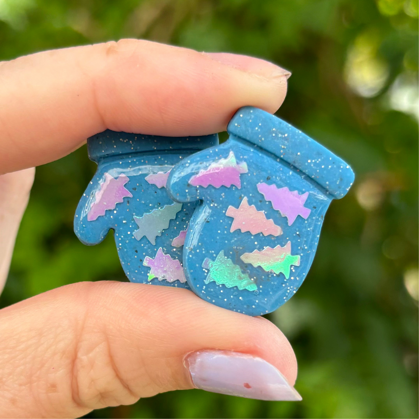 Tree Mittens Iridescent Polymer Clay Magnet Handmade Decor