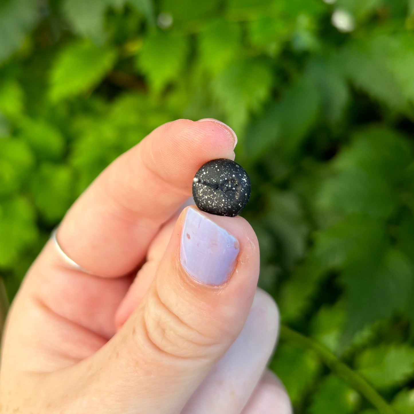 Black Mini Round Polymer Clay Stud Earrings Handmade