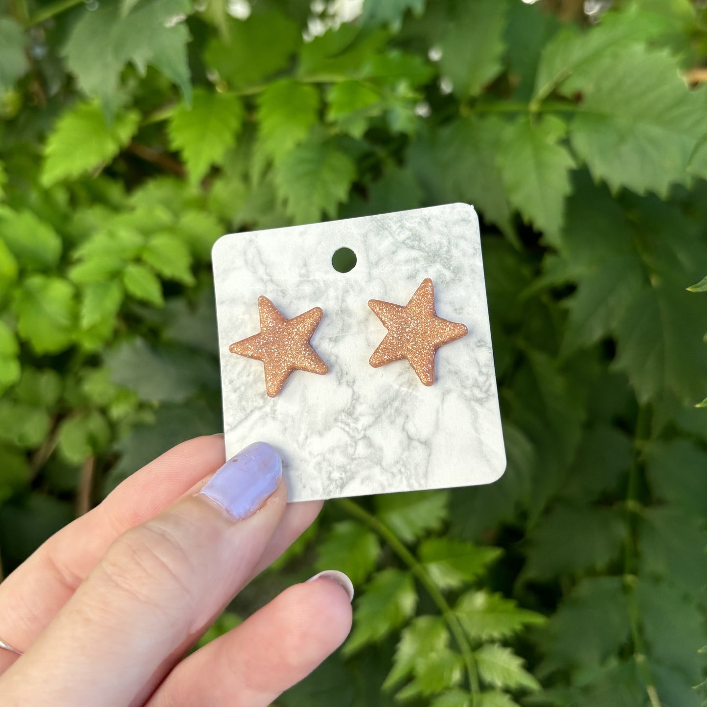 Rose Gold Small Star Polymer Clay Stud Earrings Handmade