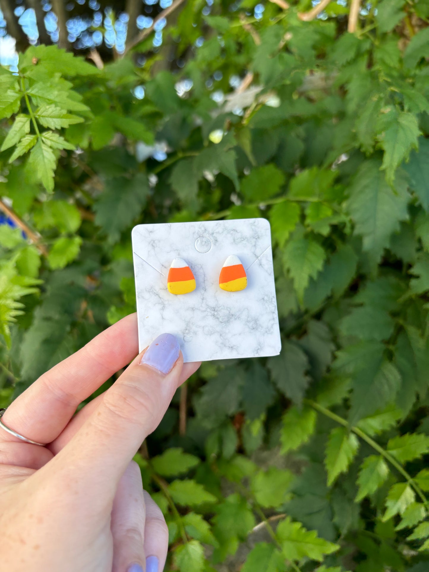 Candy Corn  Halloween Small Polymer Clay Stud Earrings Handmade