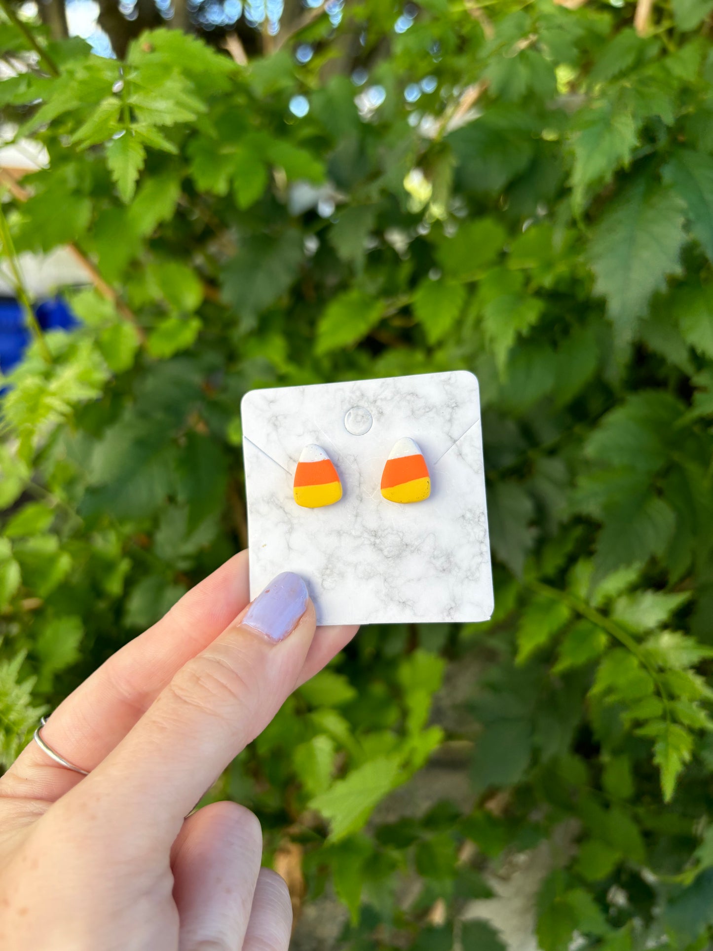 Candy Corn  Halloween Small Polymer Clay Stud Earrings Handmade