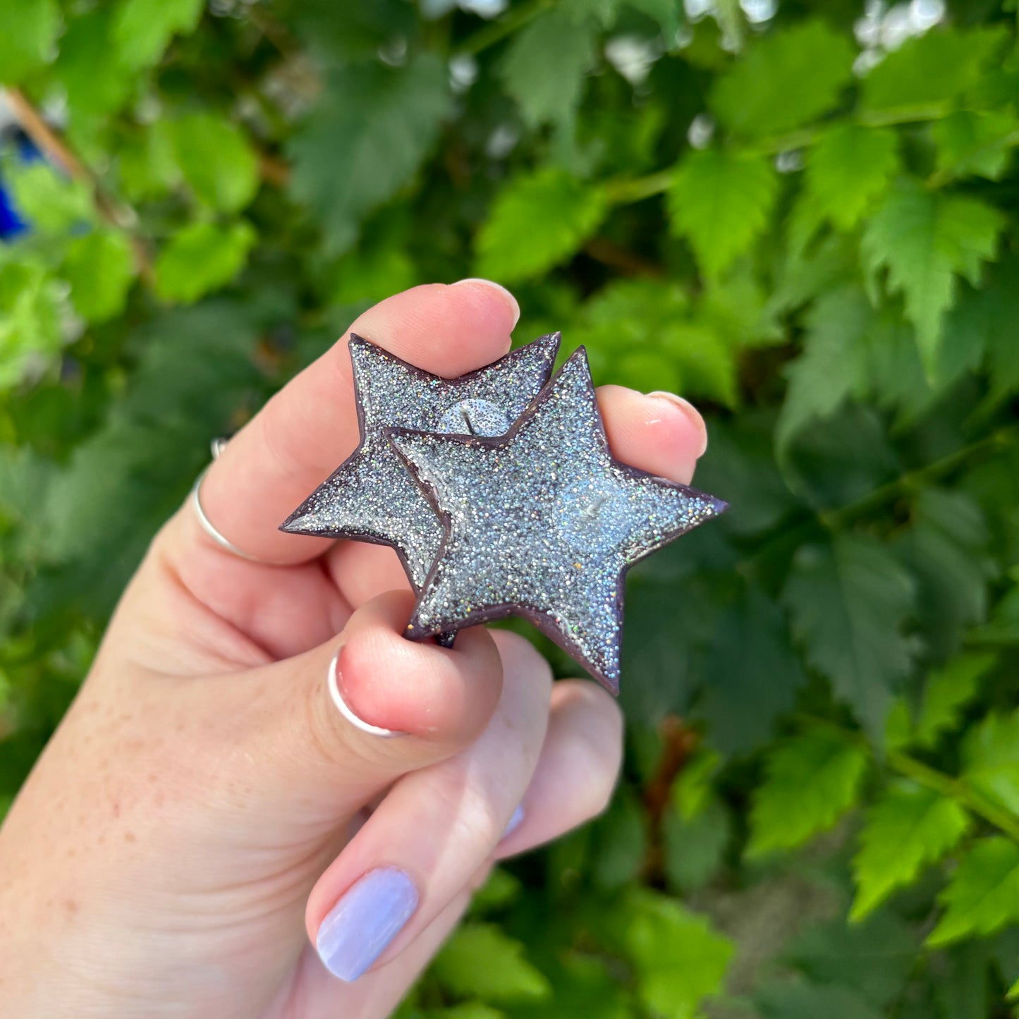 Red & Sterling Sliver Star XL Polymer Clay Stud Earrings Handmade