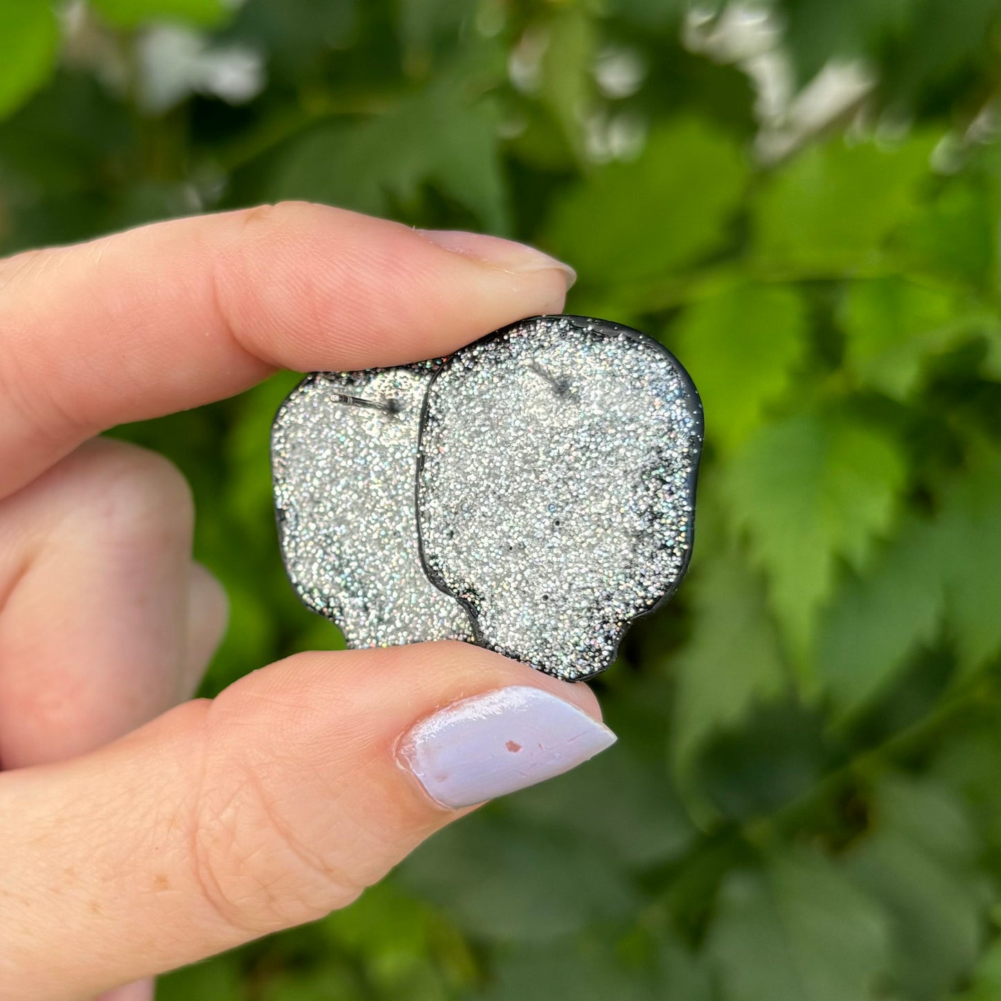 Diamond Eye Skull Black XL Polymer Clay Stud Earrings  Handmade