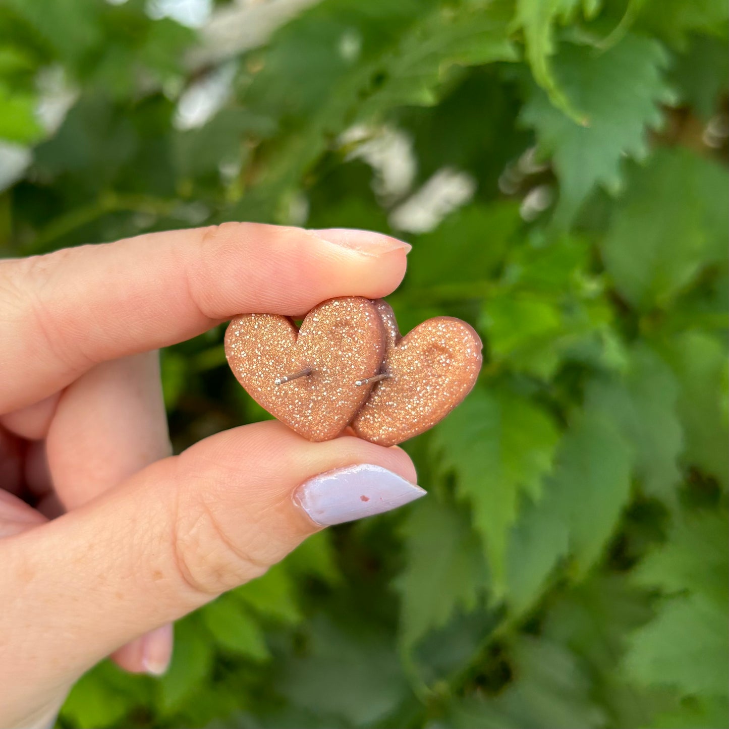 Money Magic Rose Gold Medium Polymer Clay Heart Stud Earrings