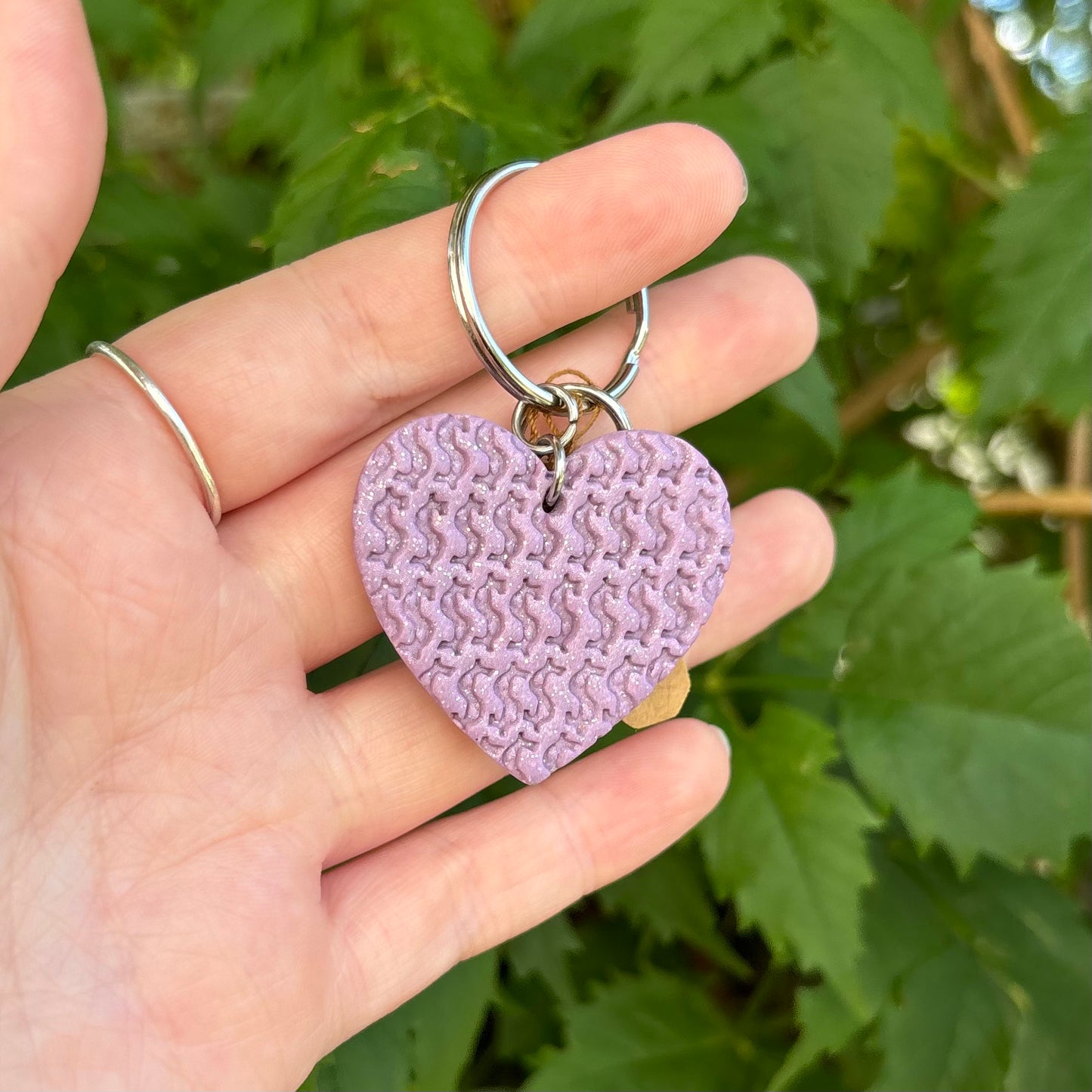 Money Magnet Purple Heart Polymer Clay Keychain Handmade