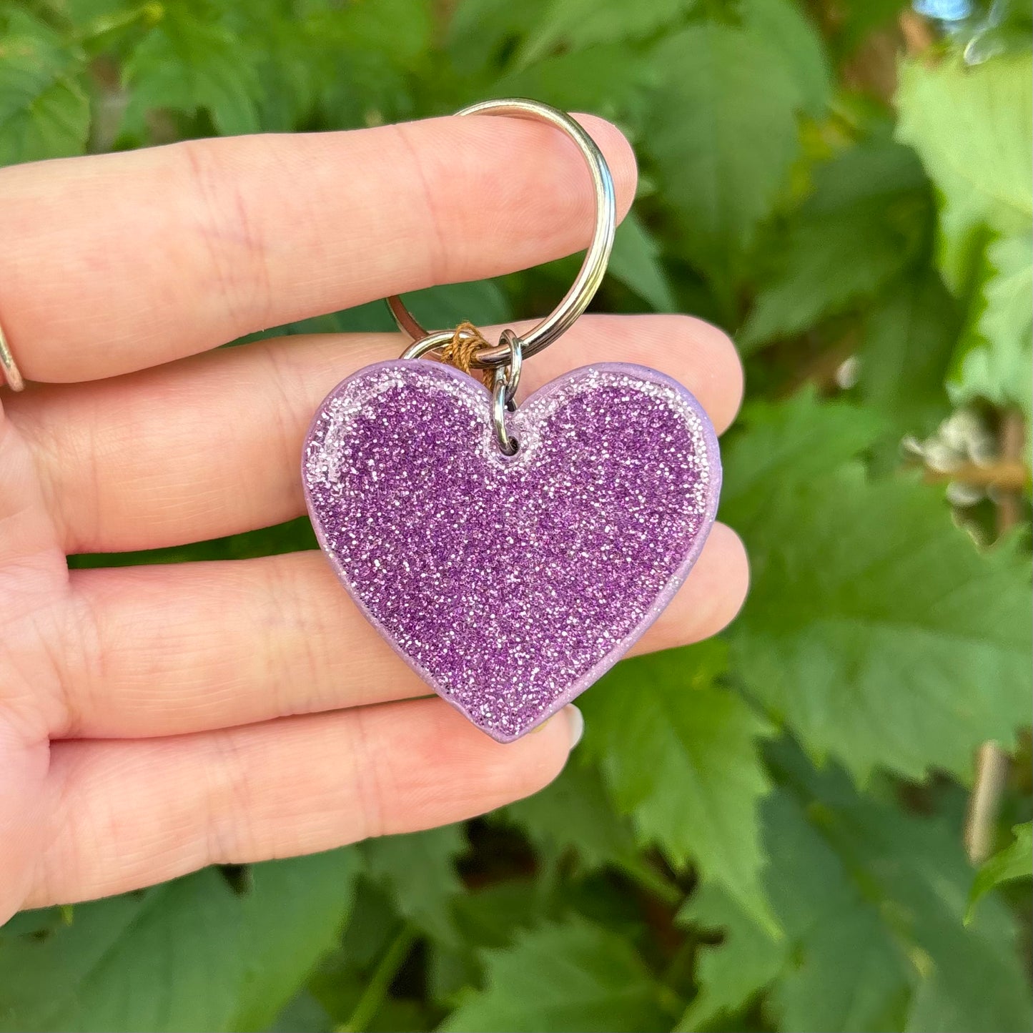 Money Magnet Purple Heart Polymer Clay Keychain Handmade