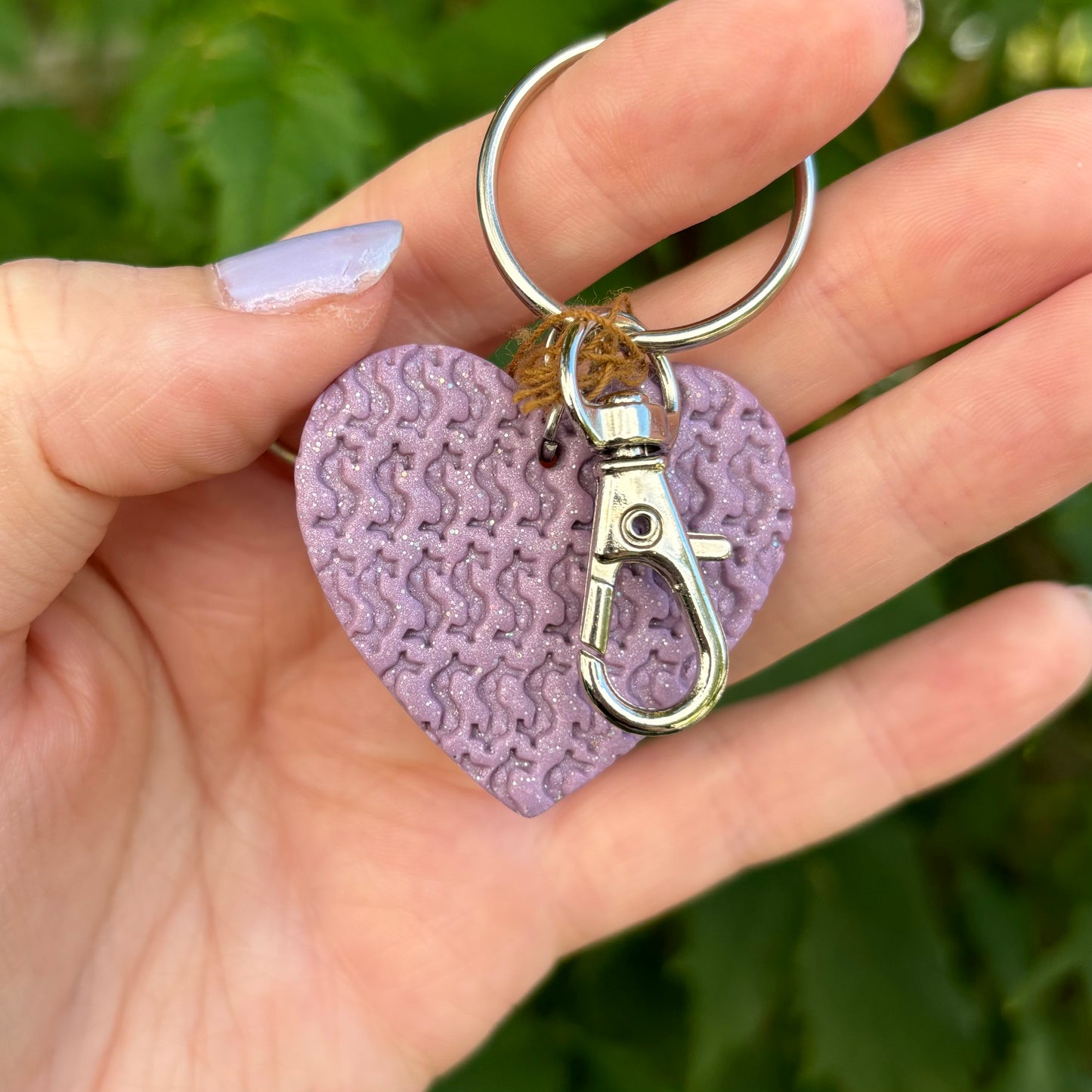 Money Magnet Purple Heart Polymer Clay Keychain Handmade