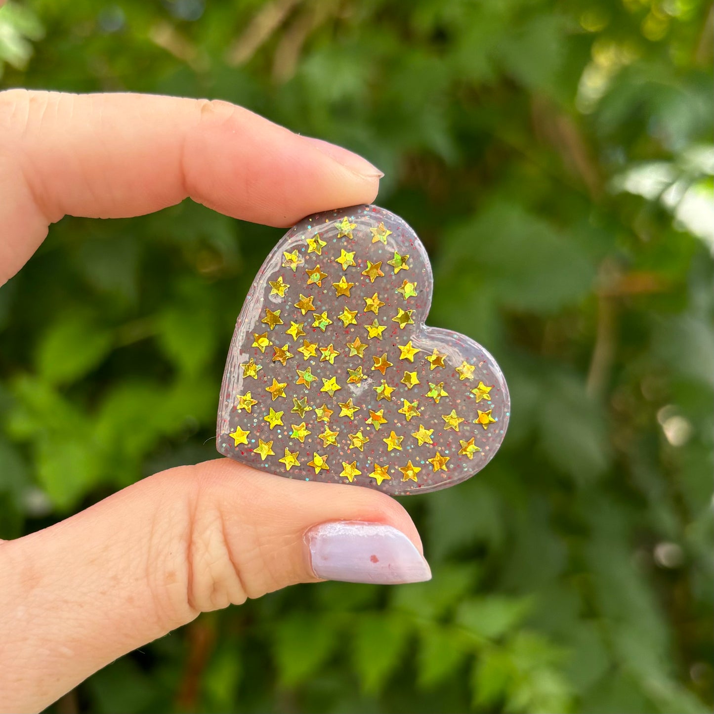 You're A Star Gray& Gold Heart Magnet Polymer Clay Handmade Decor