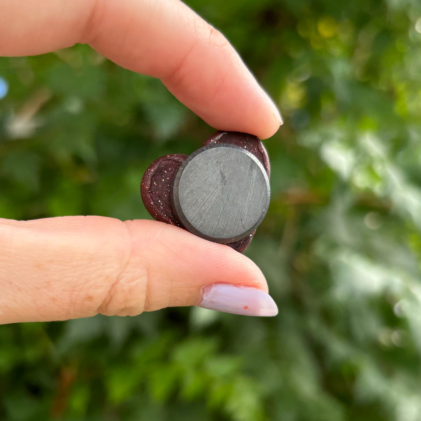 Maroon Black & Gold Polymer Clay Heart Magnet Handmade Decor