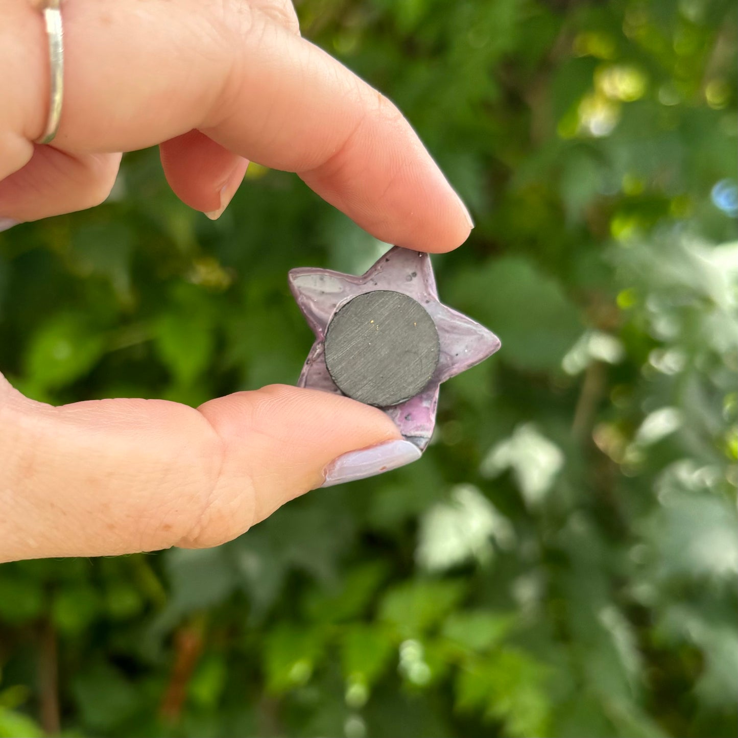 Gray & Purple Large Polymer Clay Star Magnet Decor