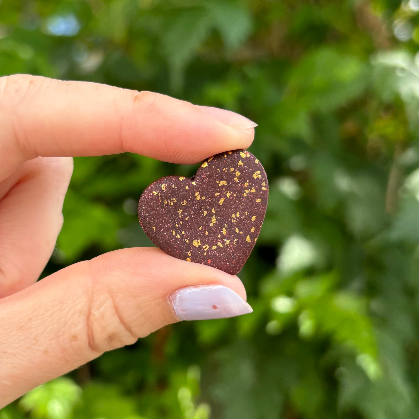 Maroon Black & Gold Polymer Clay Heart Magnet Handmade Decor