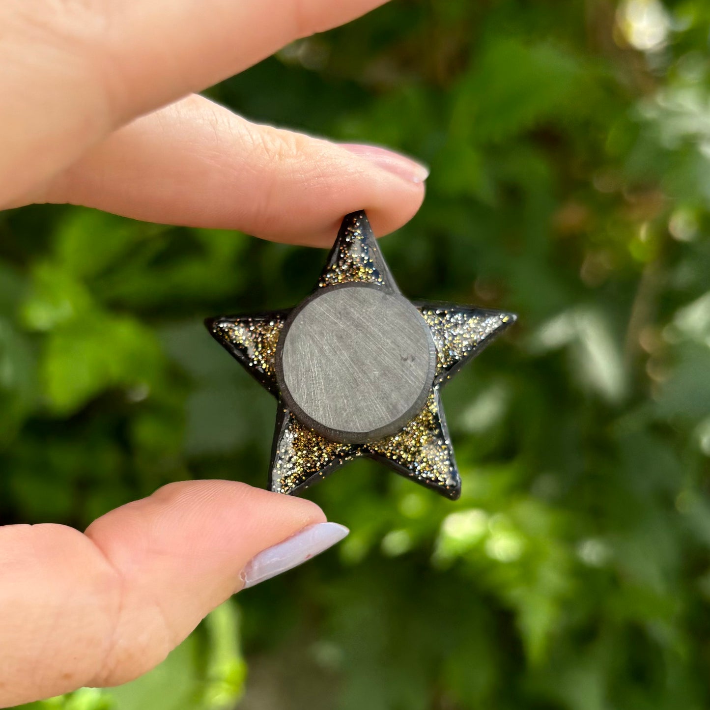 Snowflake Winter Black Polymer Clay Star Magnet Handmade Decor