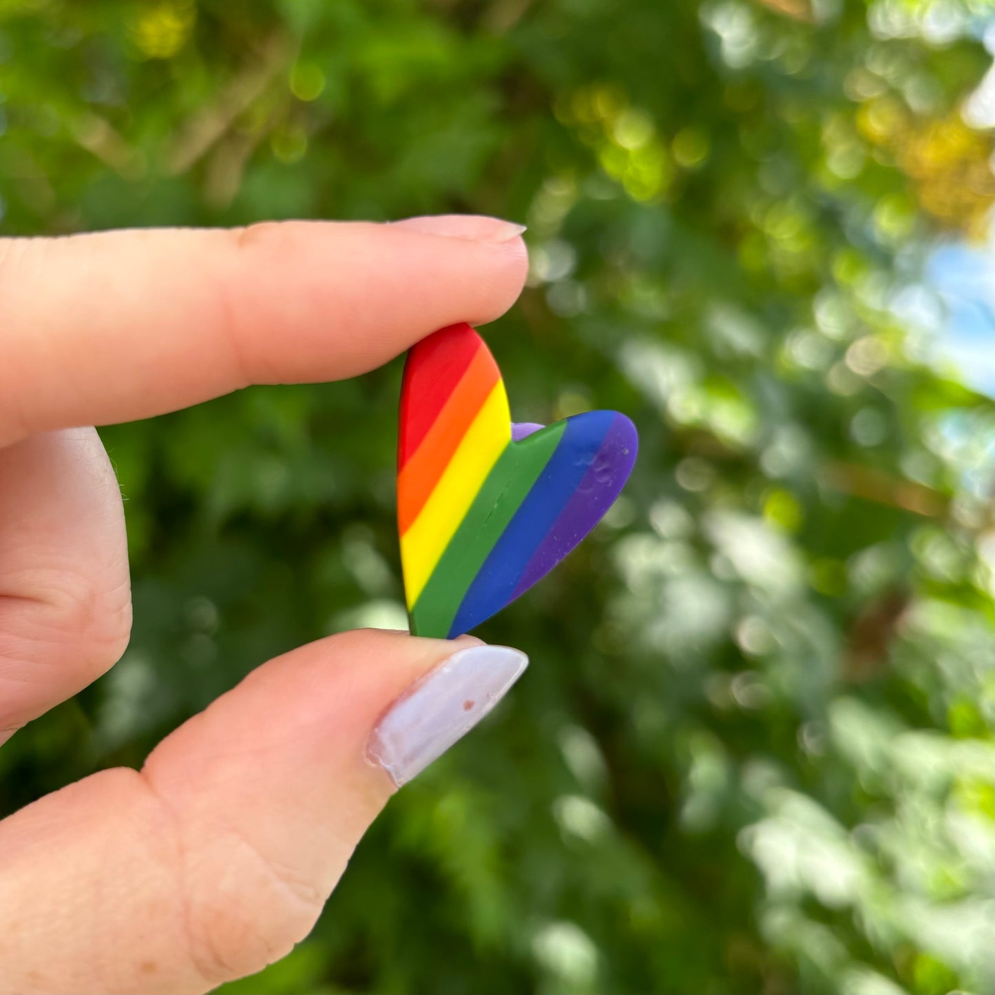 Pride Polymer Clay Heart Pin Handmade