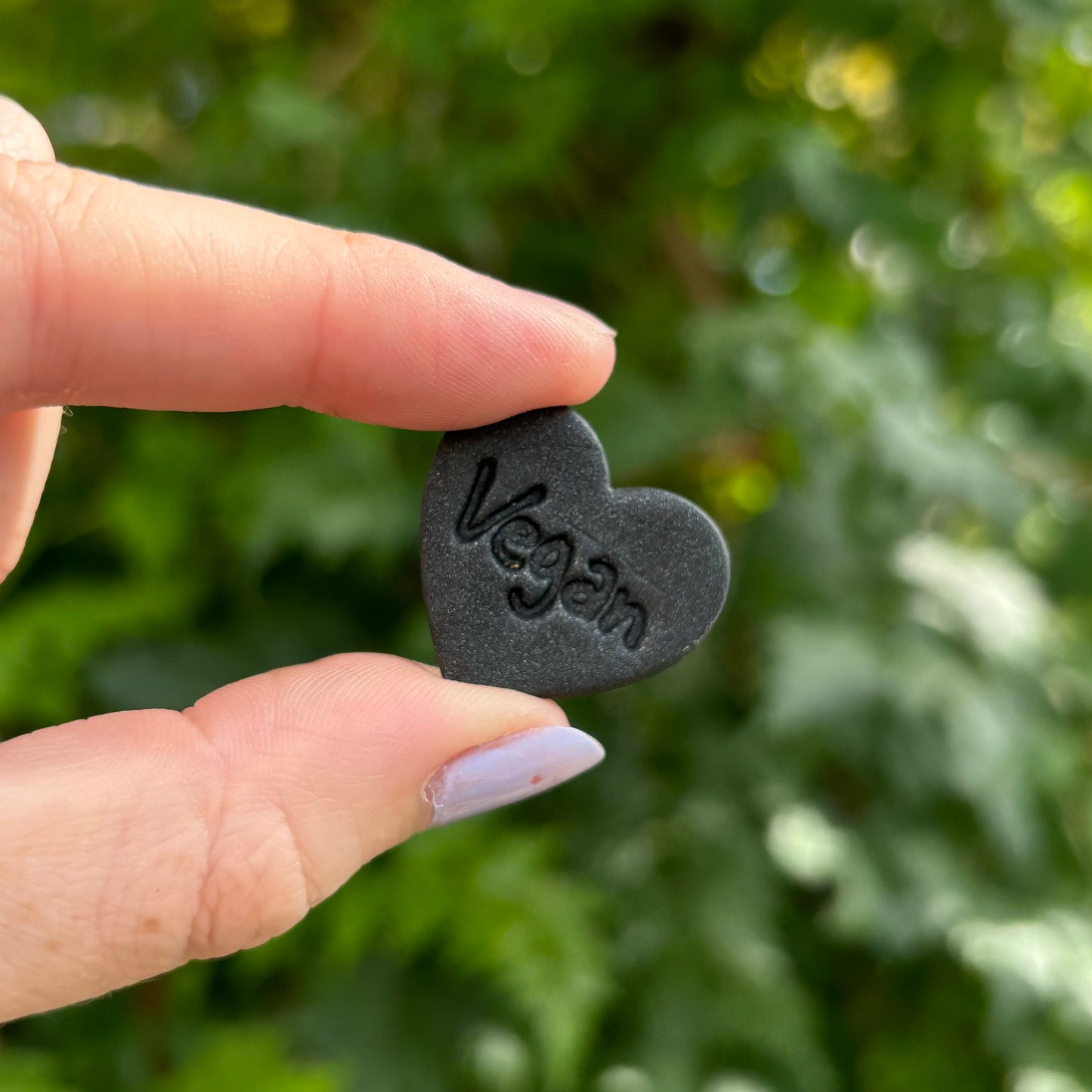 Vegan Black Polymer Clay Pin XL Heart Handmade