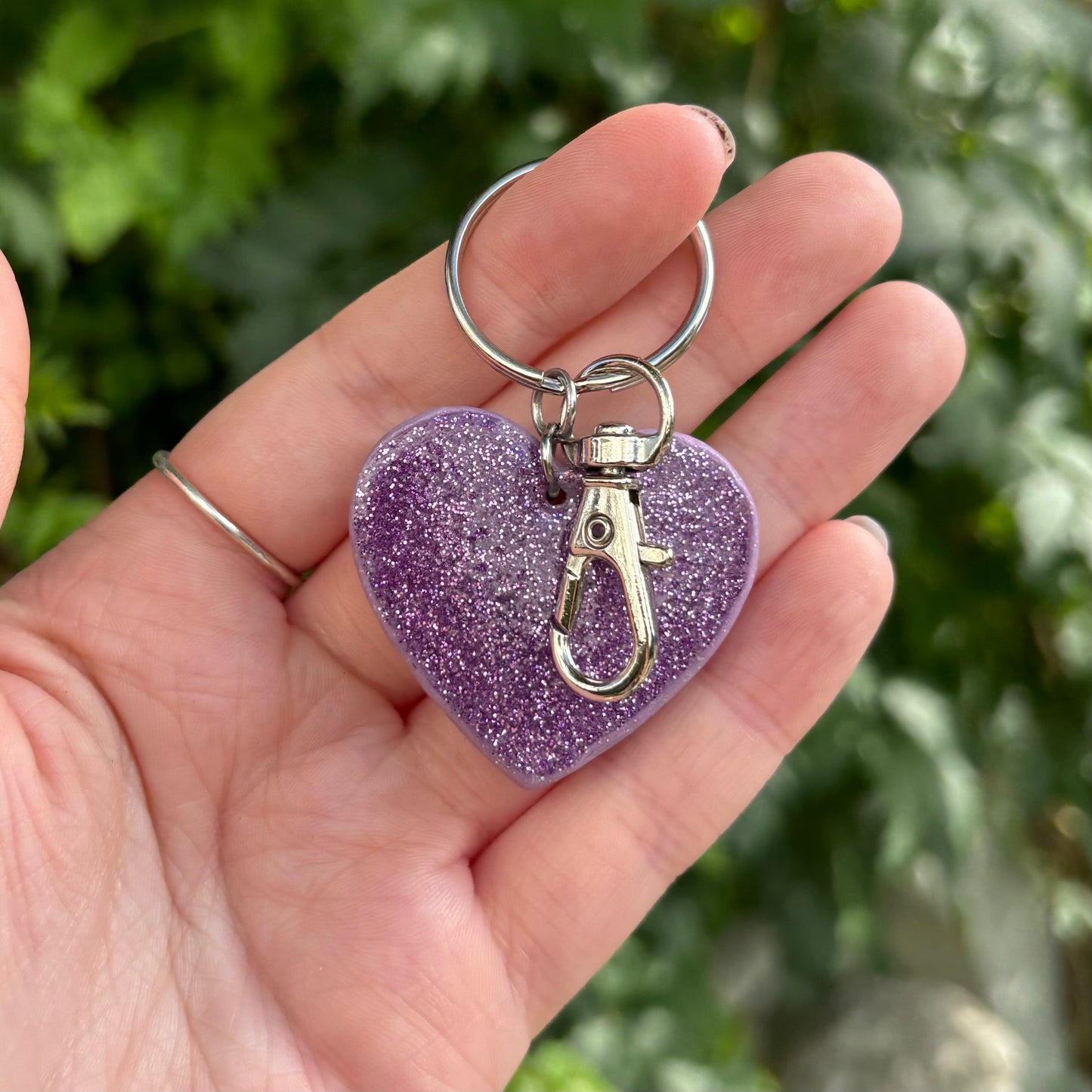 Medicated 420 Purple Heart Polymer Clay Keychain Handmade