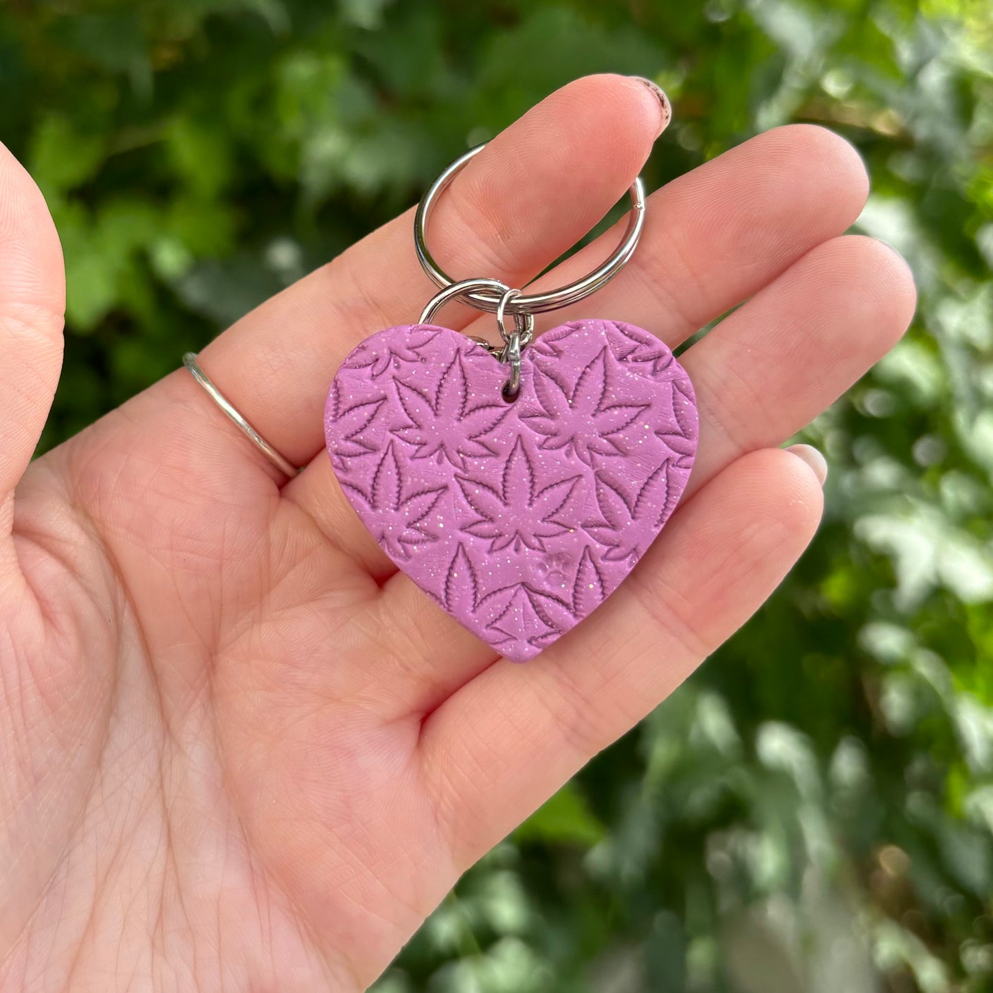 Medicated 420 Pink Polymer Clay Heart Keychain Handmade