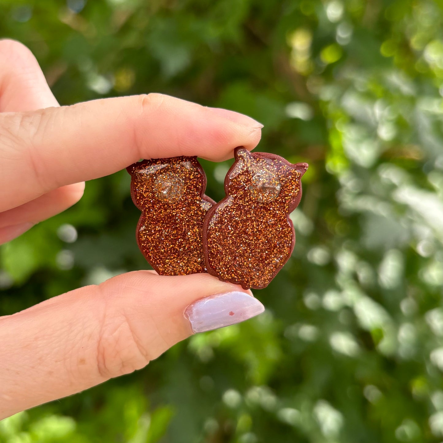 Maroon Owl Medium Polymer Clay Stud Earrings Handmade