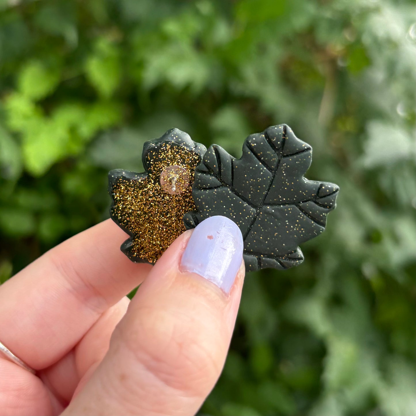 Green Polymer Clay Leaf Stud Earrings – XL Handmade