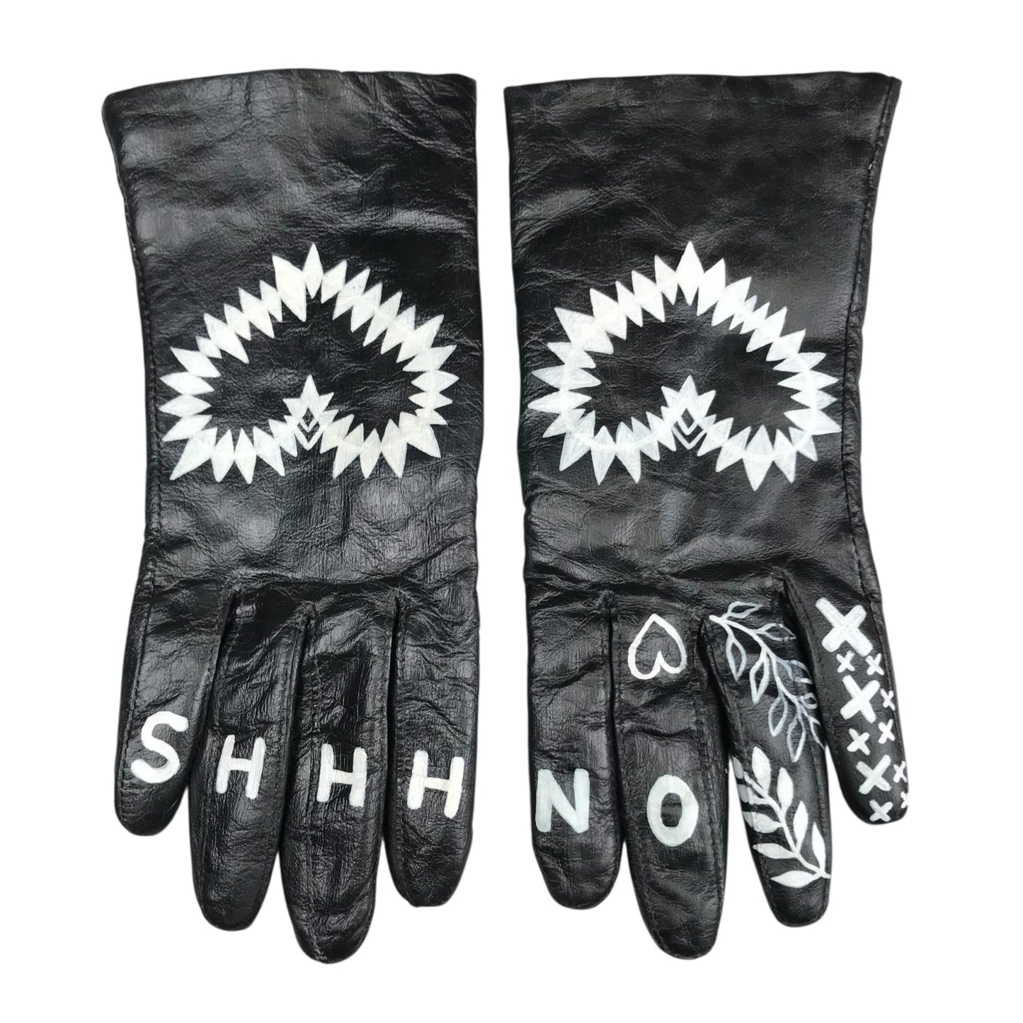 SHHHH Hand Painted Leather Gloves