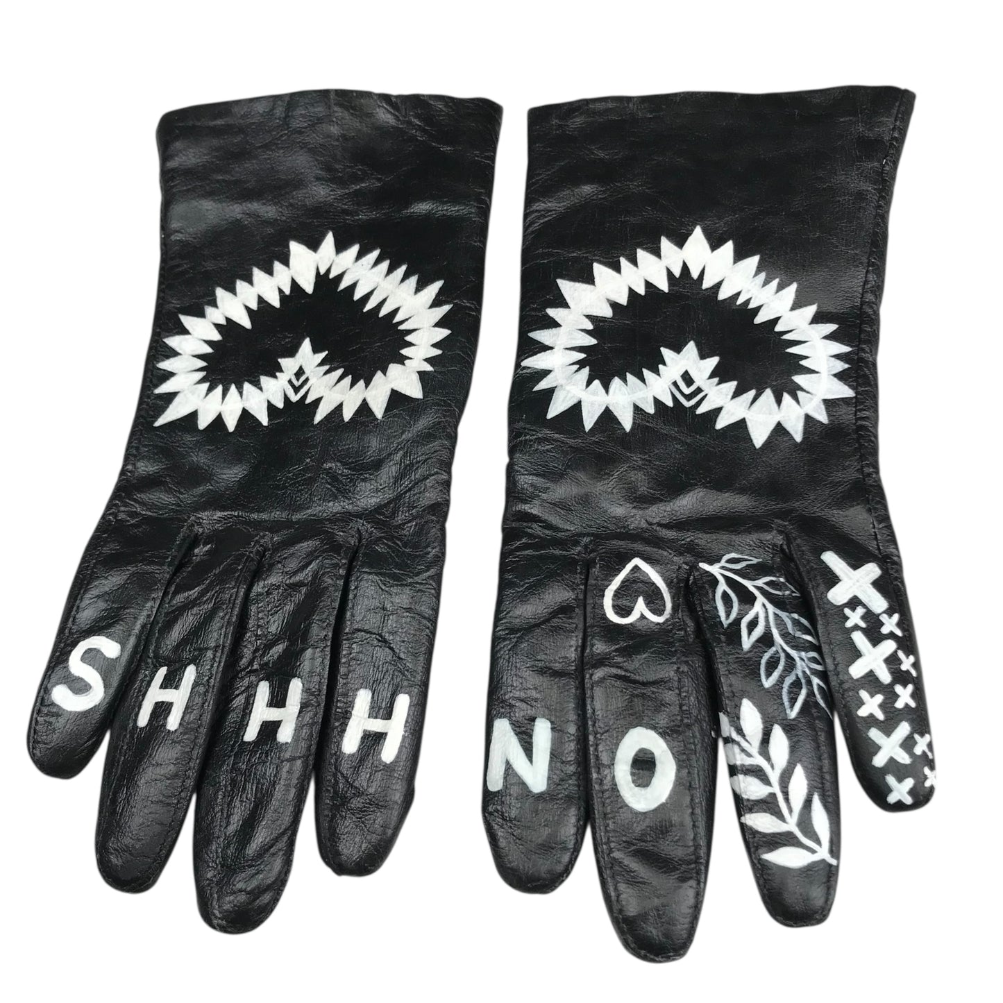 SHHHH Hand Painted Leather Gloves
