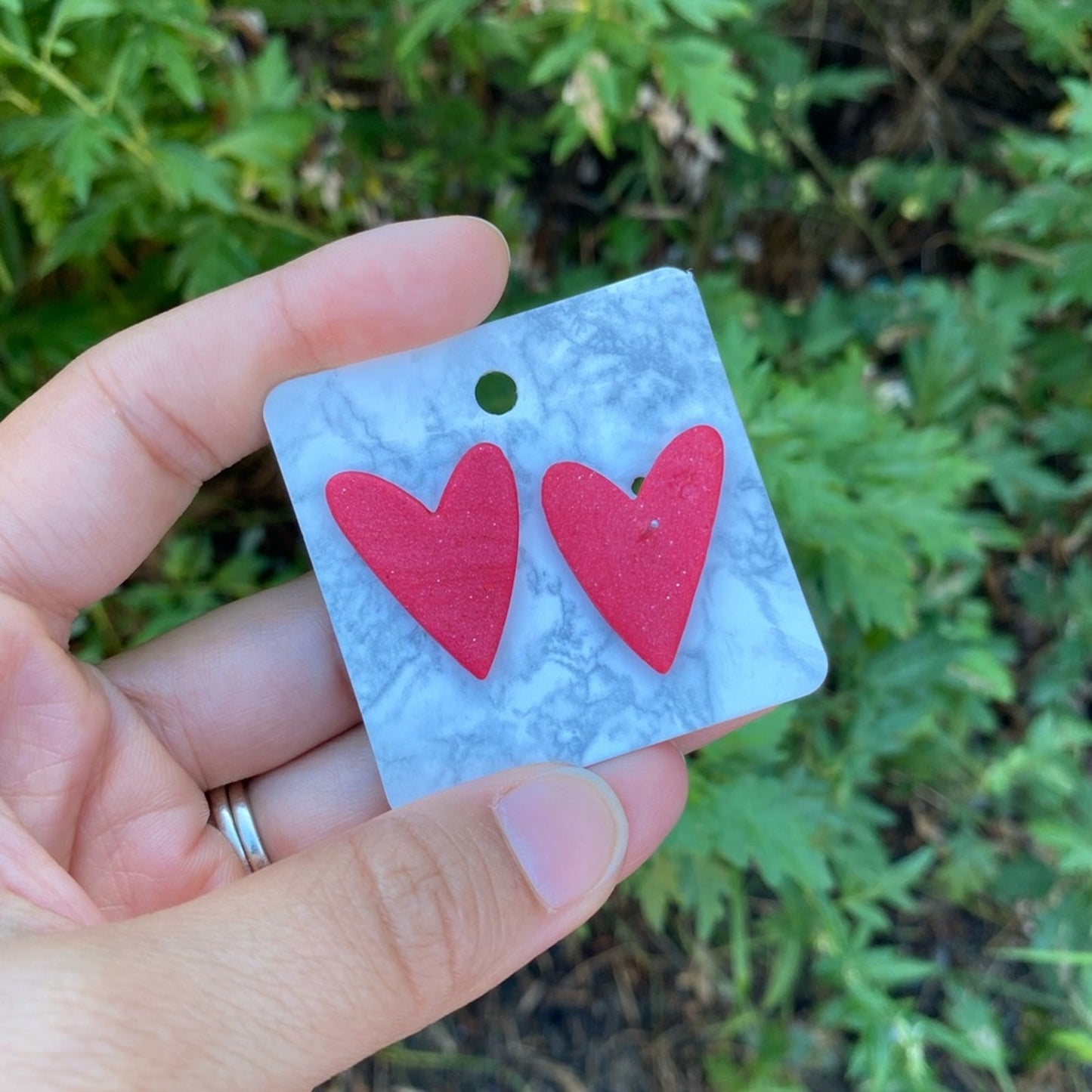 Red Heart Handmade Polymer Clay Stud Earrings