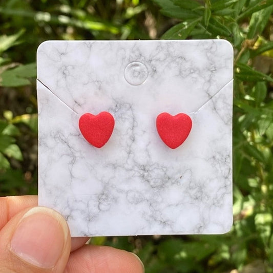 Red Mini Heart Polymer Clay Stud Earrings Handmade